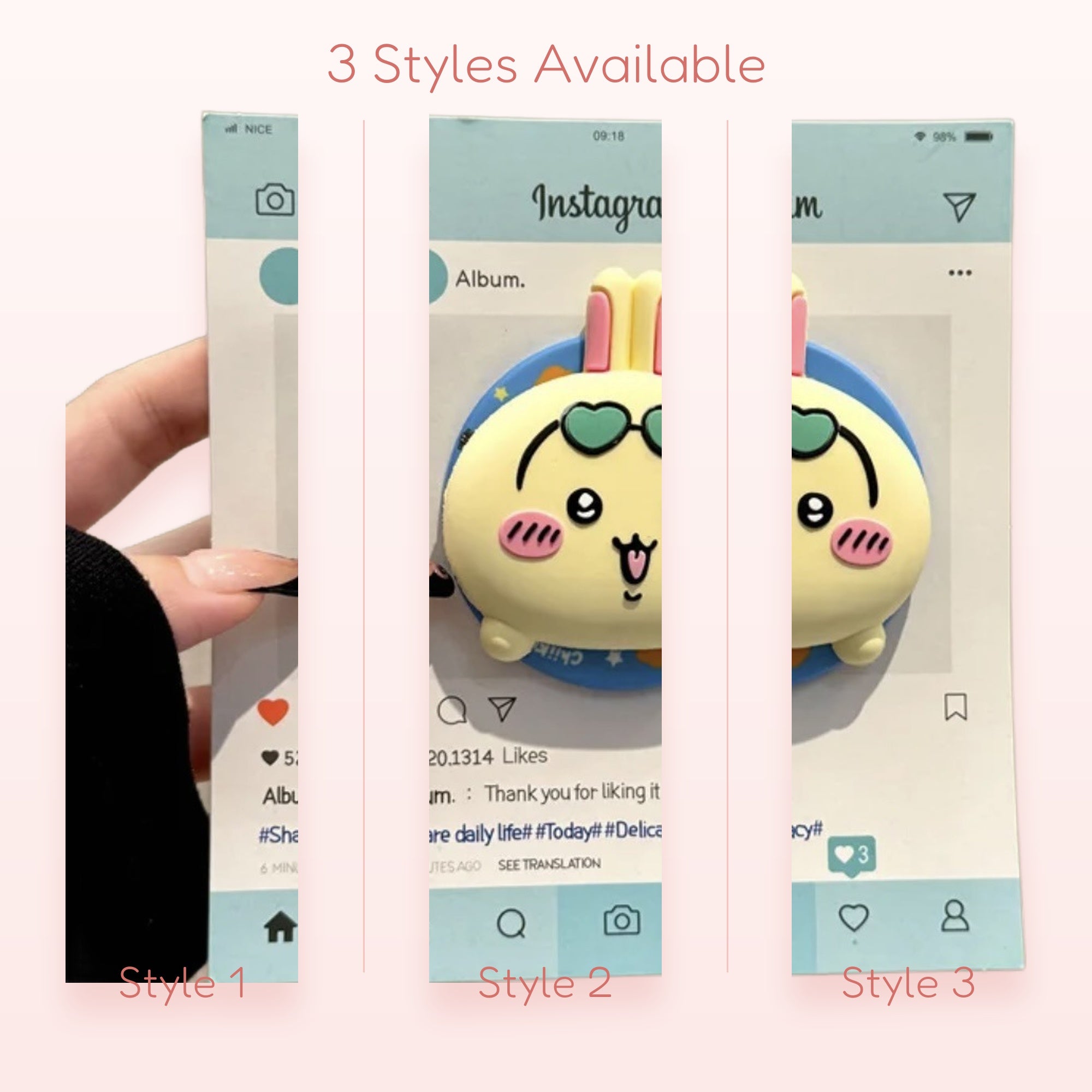 Kawaii Yellow Bunny Phone Grip | Cute Heart Sunglasses Pop Socket Stand