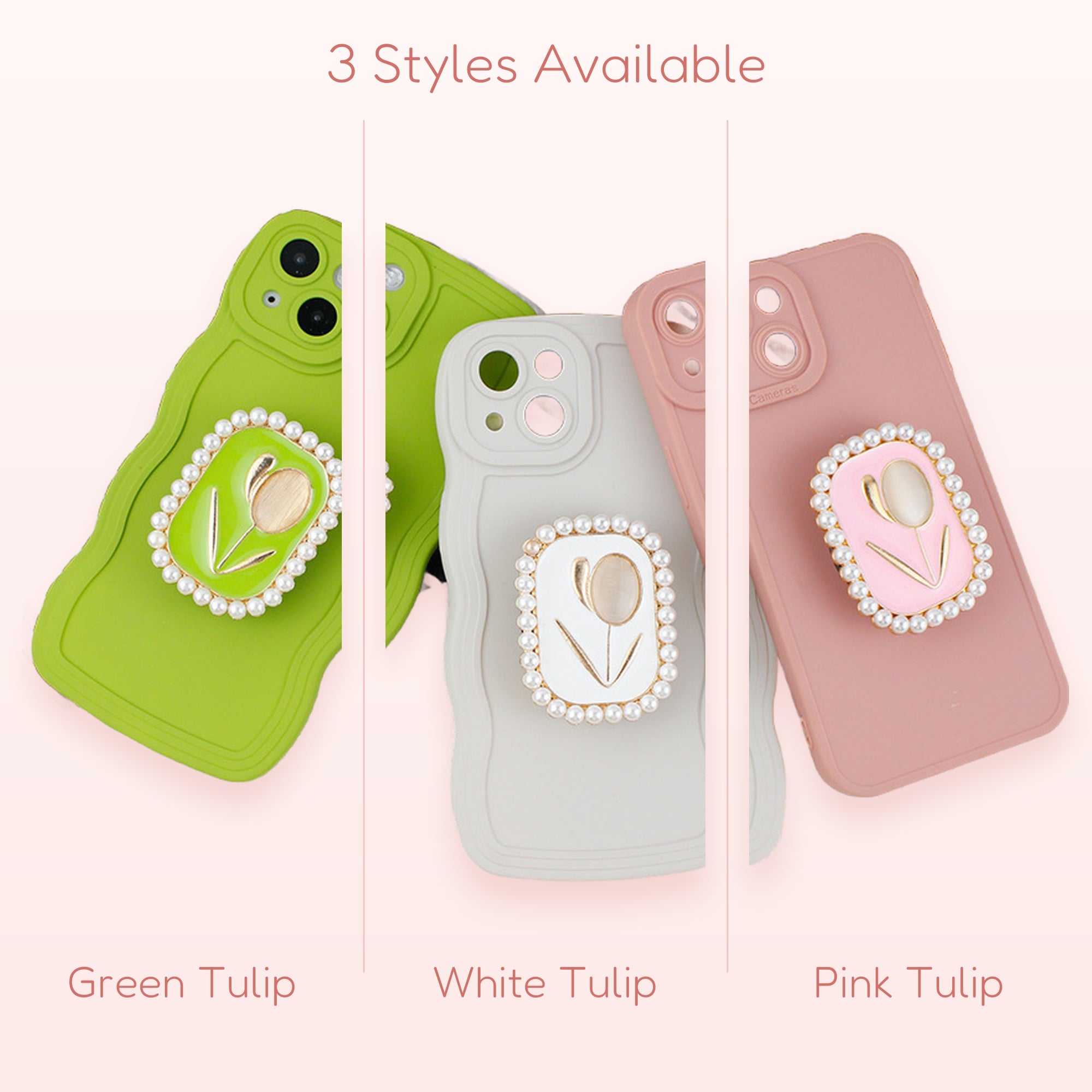 Pearl Tulip Phone Grip Stand | Cute Floral Pop Socket