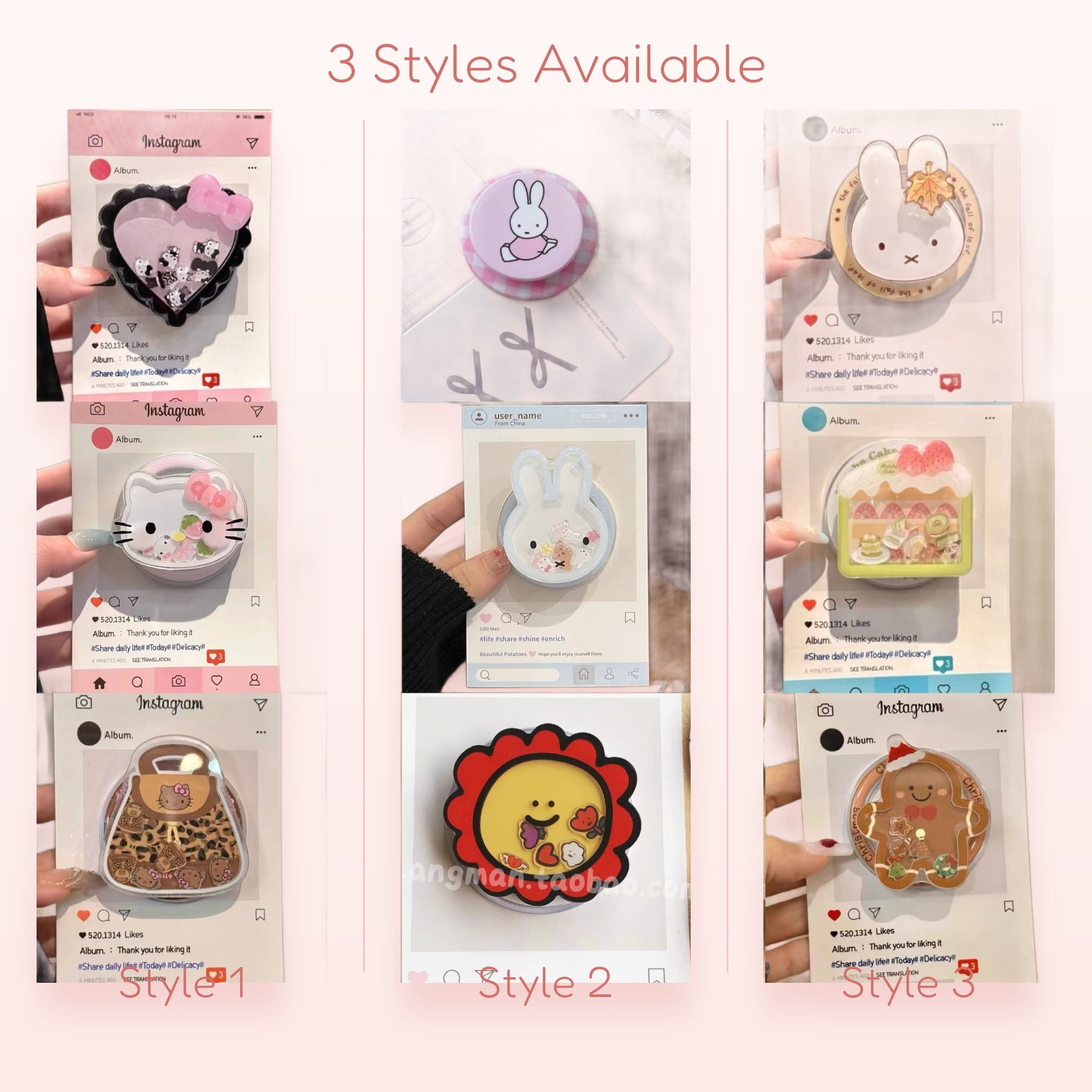 Kawaii Assorted Character Shaker Phone Grip | Cute Pop Socket Stand