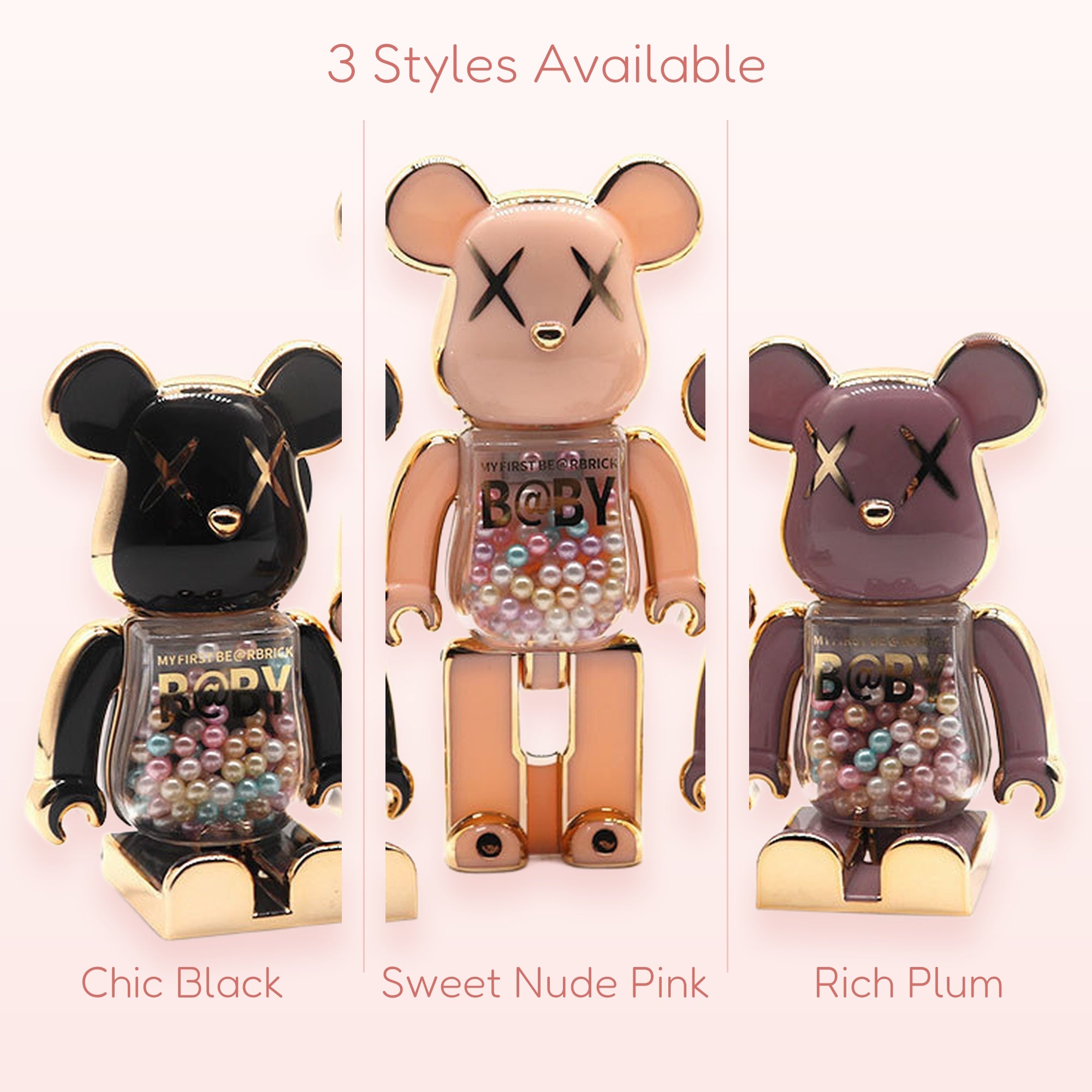 Kawaii Bear Phone Stand | Pearl Bead Bearbrick Phone Holder | Cute Desk Accessory | Y2K Aesthetic | Gift for Her
