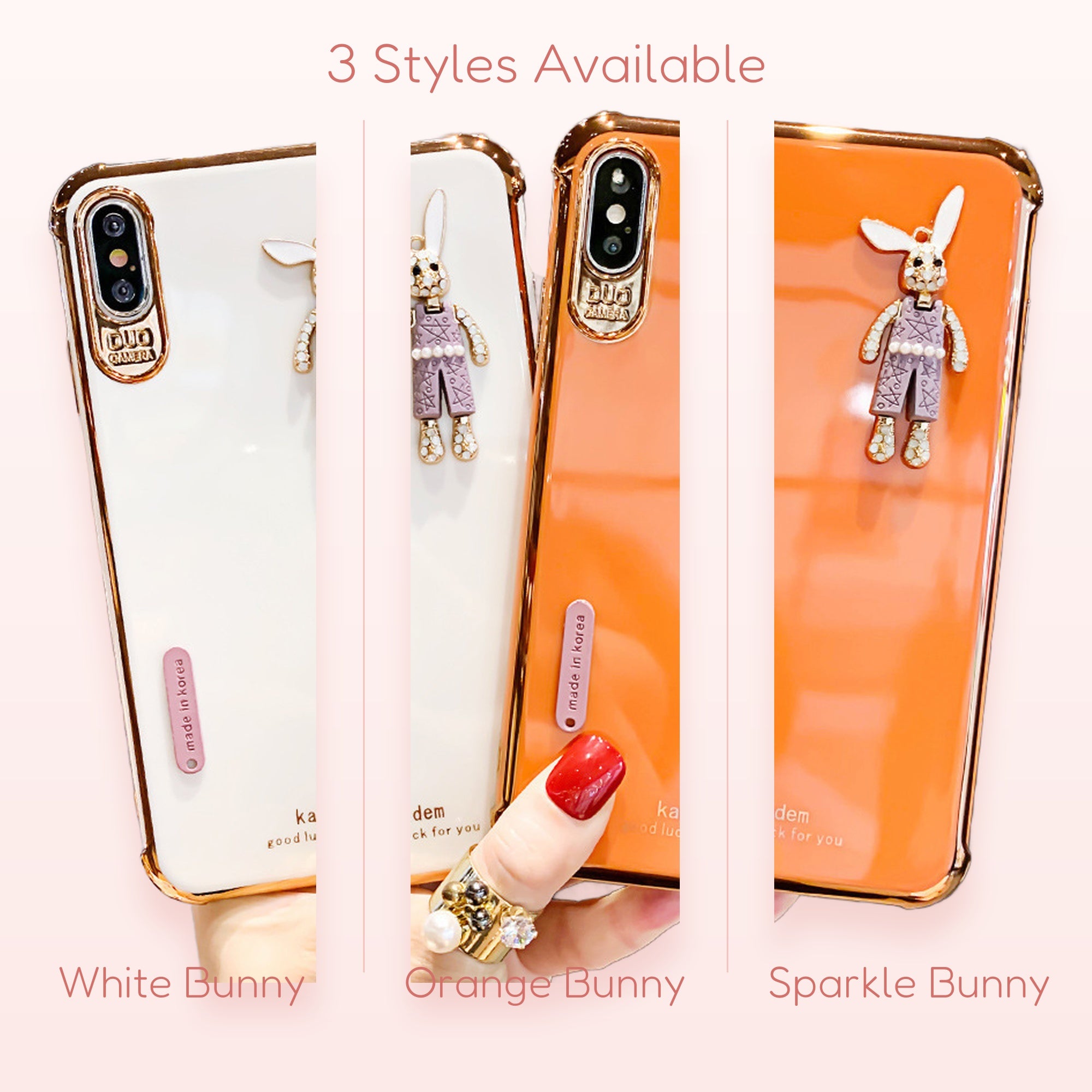 Cute Bunny Phone Charm Strap | Crystal Kawaii Phone Lanyard