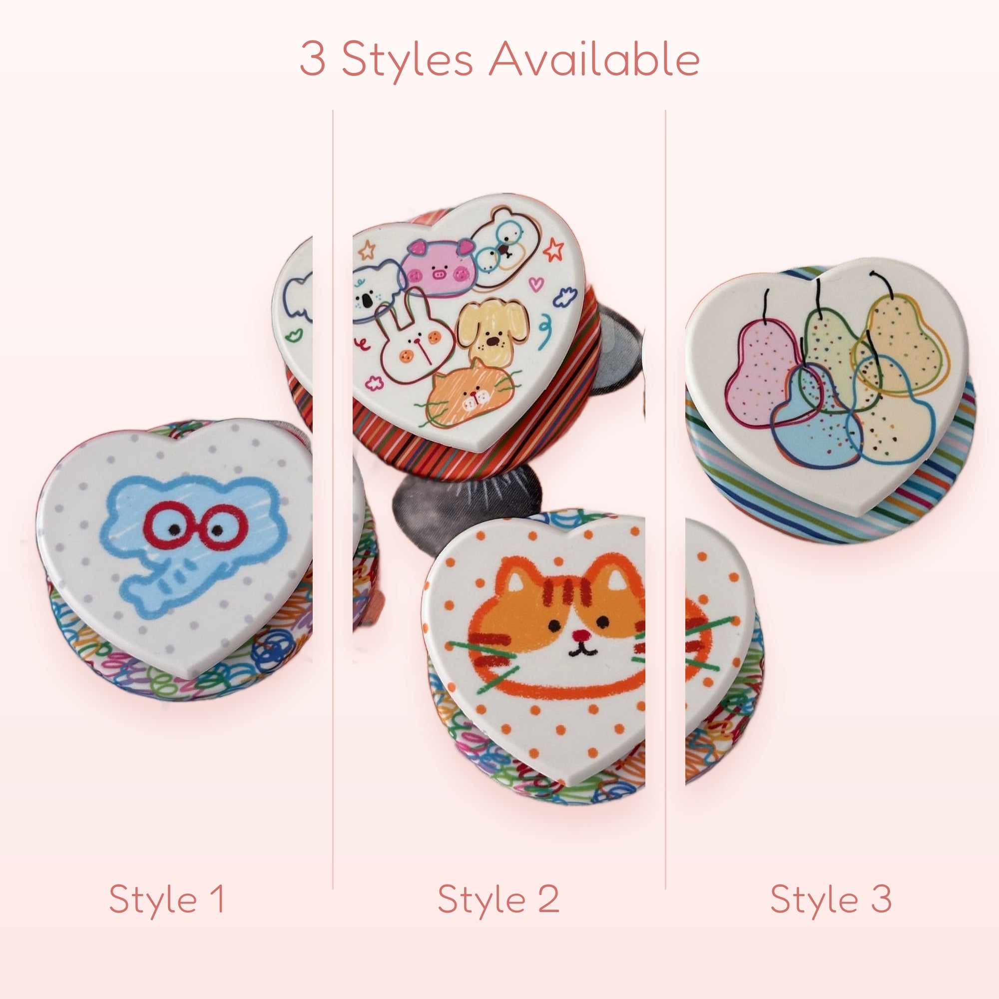 Kawaii Heart Animal & Fruit Phone Grips | Cute Pop Socket Stand for Phones