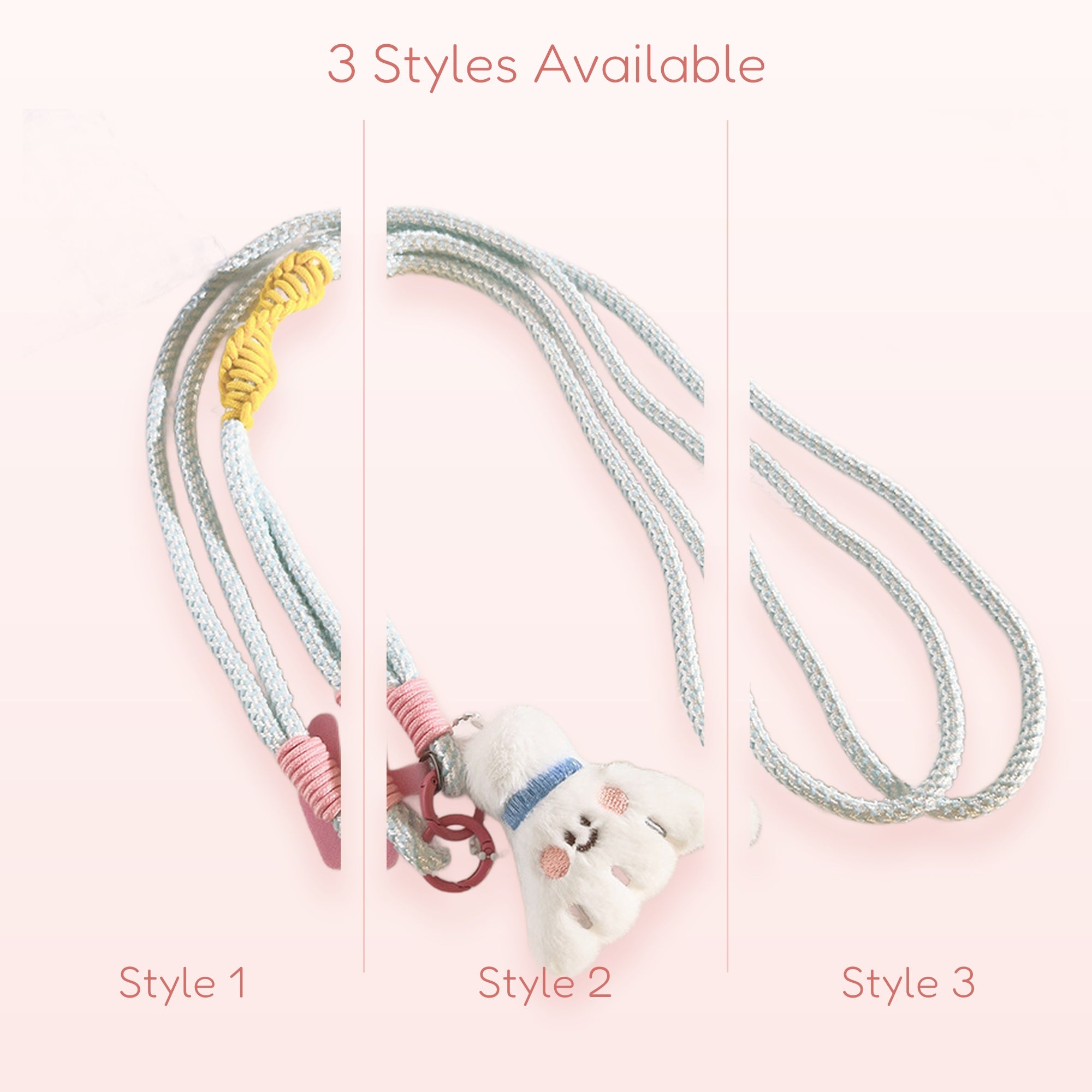 Cute Fluffy White Badminton Racket Phone Lanyard | Kawaii Blue & Pink Strap