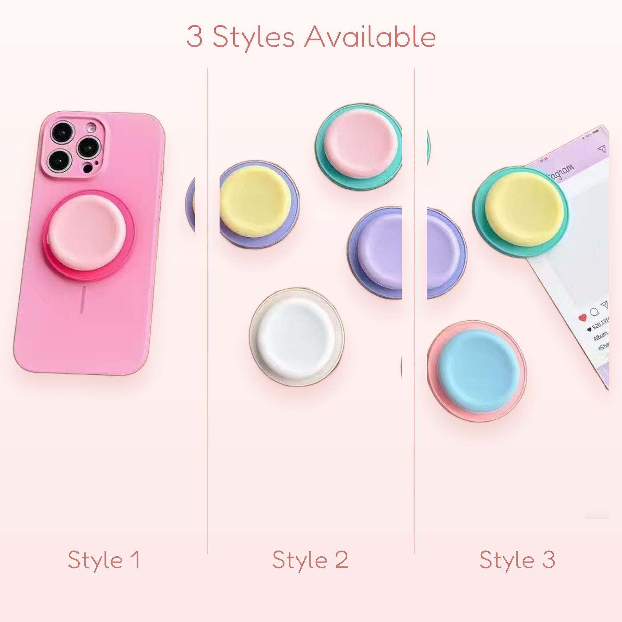 Pastel Silicone Phone Grip | Cute Round Pop Socket Stand