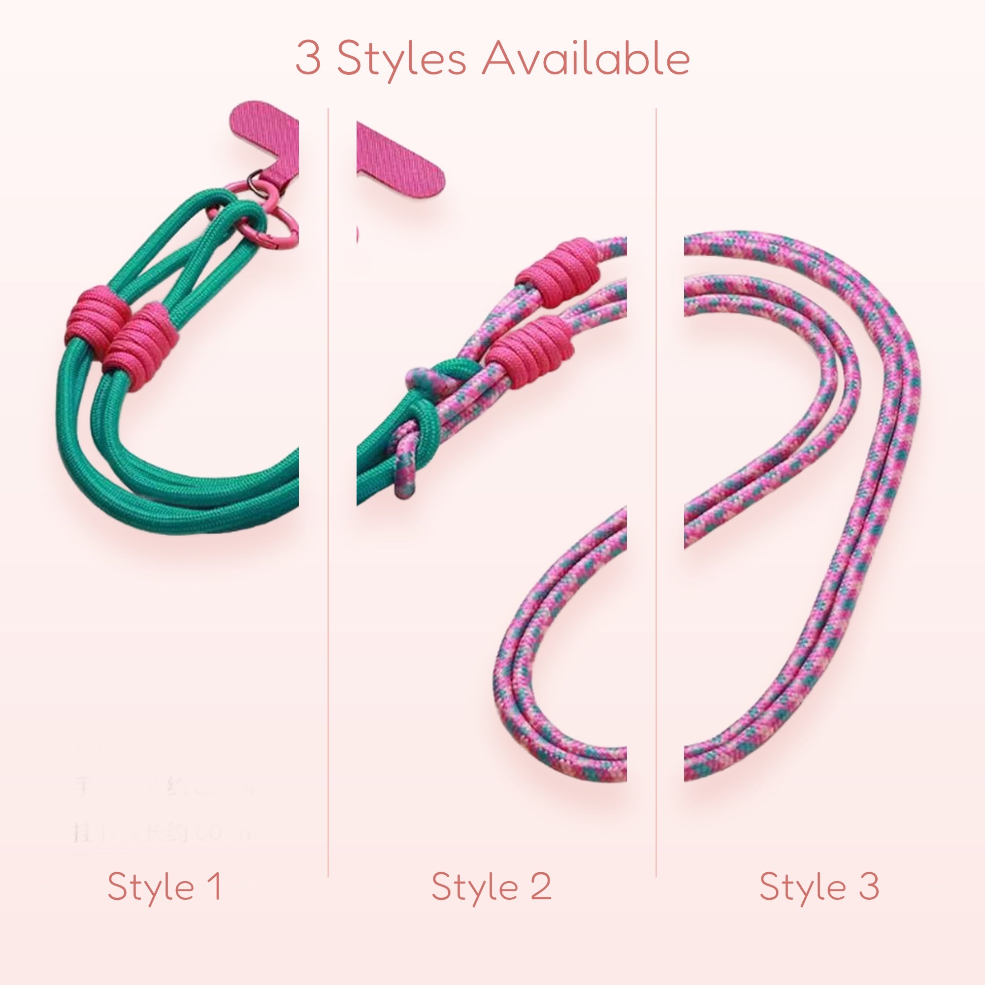 Y2K Pink & Teal Rope Phone Lanyard | Adjustable Crossbody Wrist Neck Strap