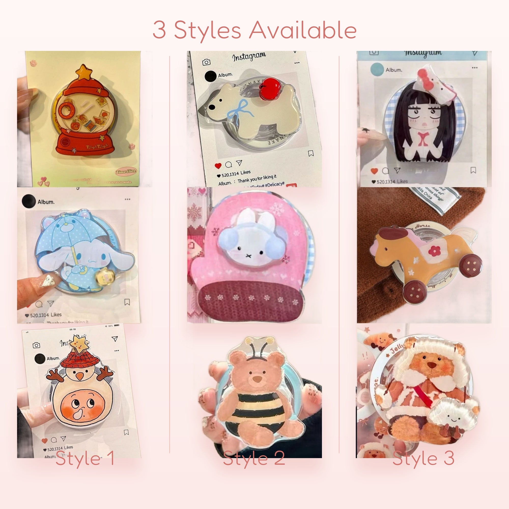 Cute Cartoon Character Phone Grip Collection | Kawaii Pop Socket Stand for Phones
