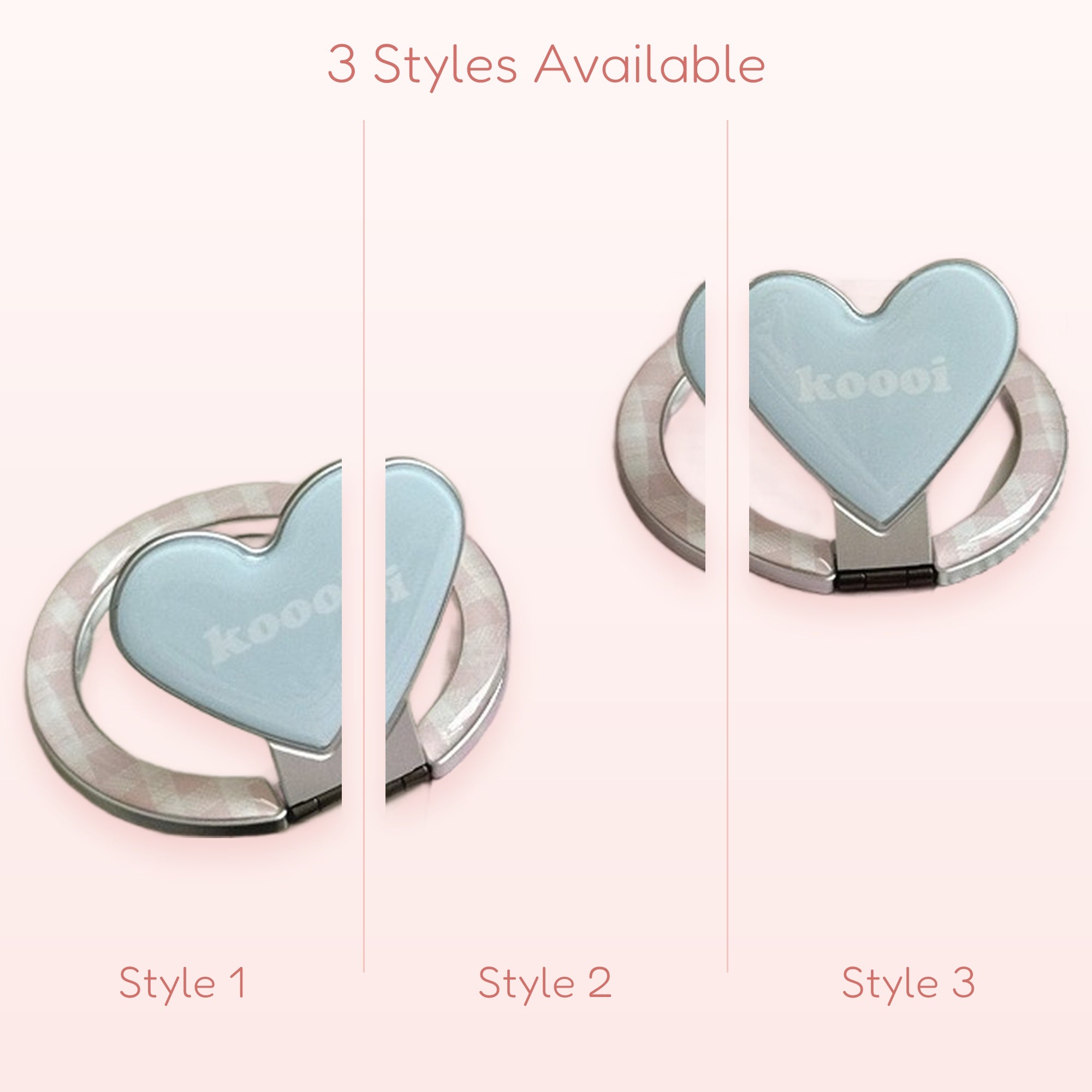 Pastel Blue Heart Phone Ring | Kawaii Gingham Finger Holder Kickstand