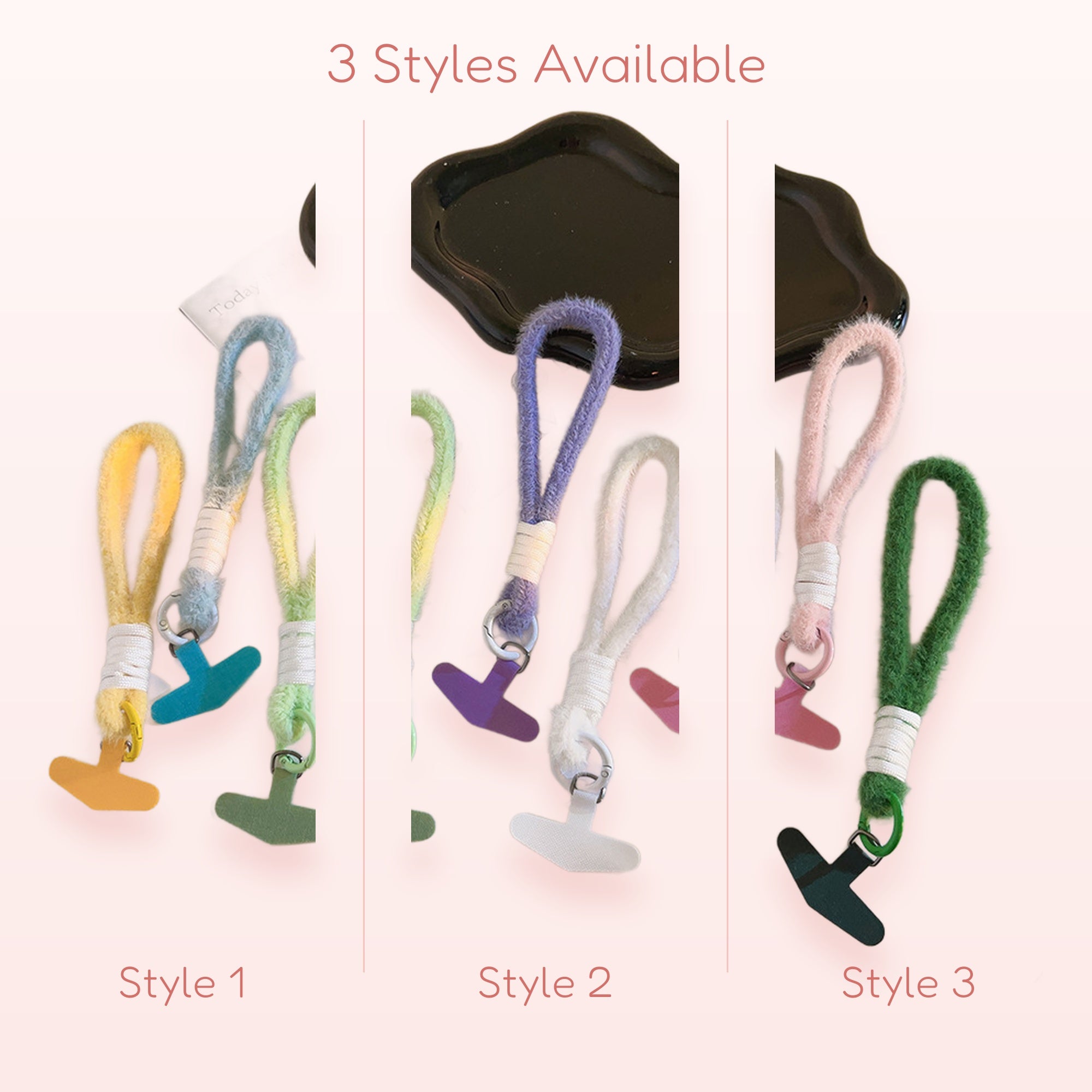 Fluffy Pastel Wrist Phone Charm Strap | Aesthetic Soft Plush Lanyard