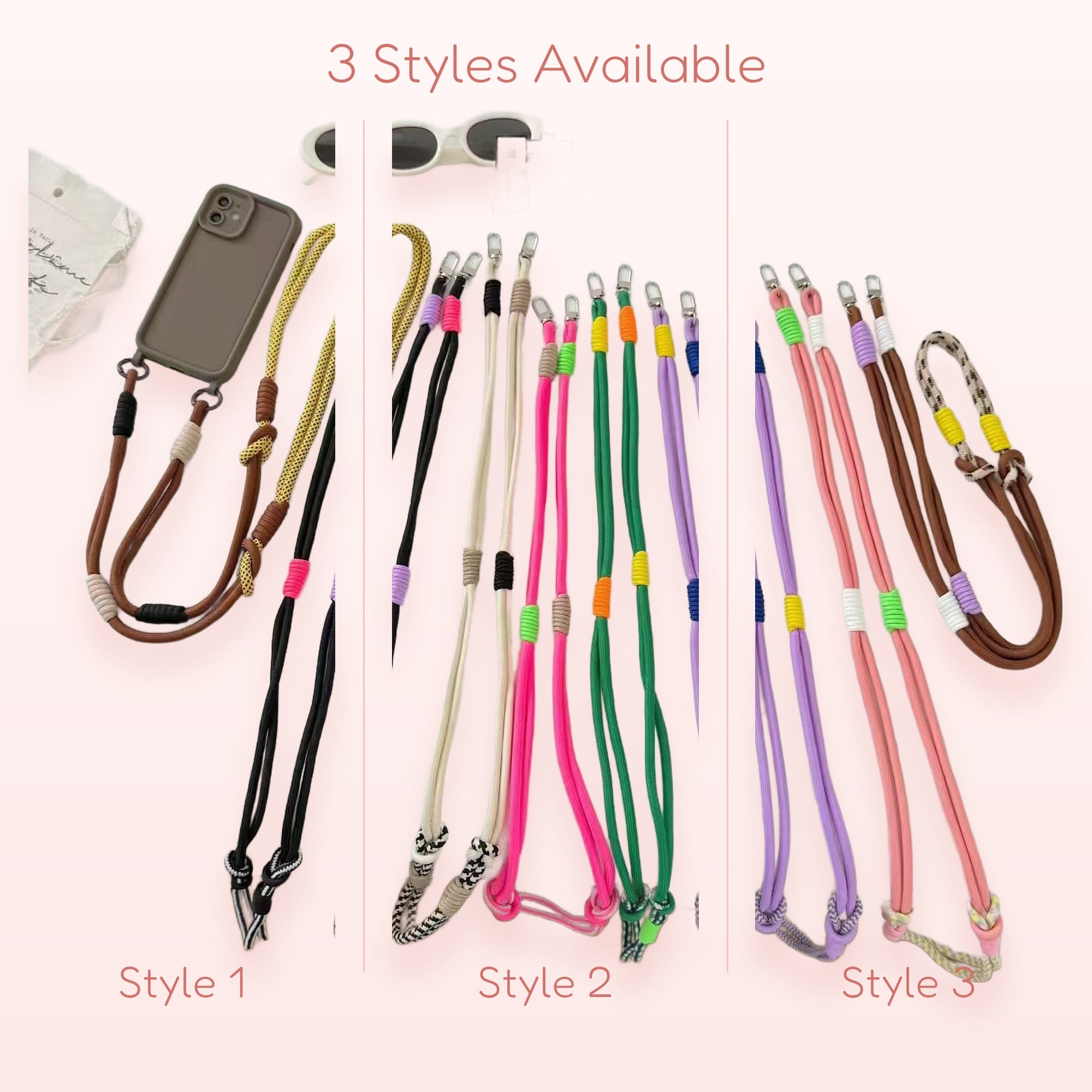 Adjustable Crossbody Phone Lanyard | Colorful Braided Rope Phone Strap