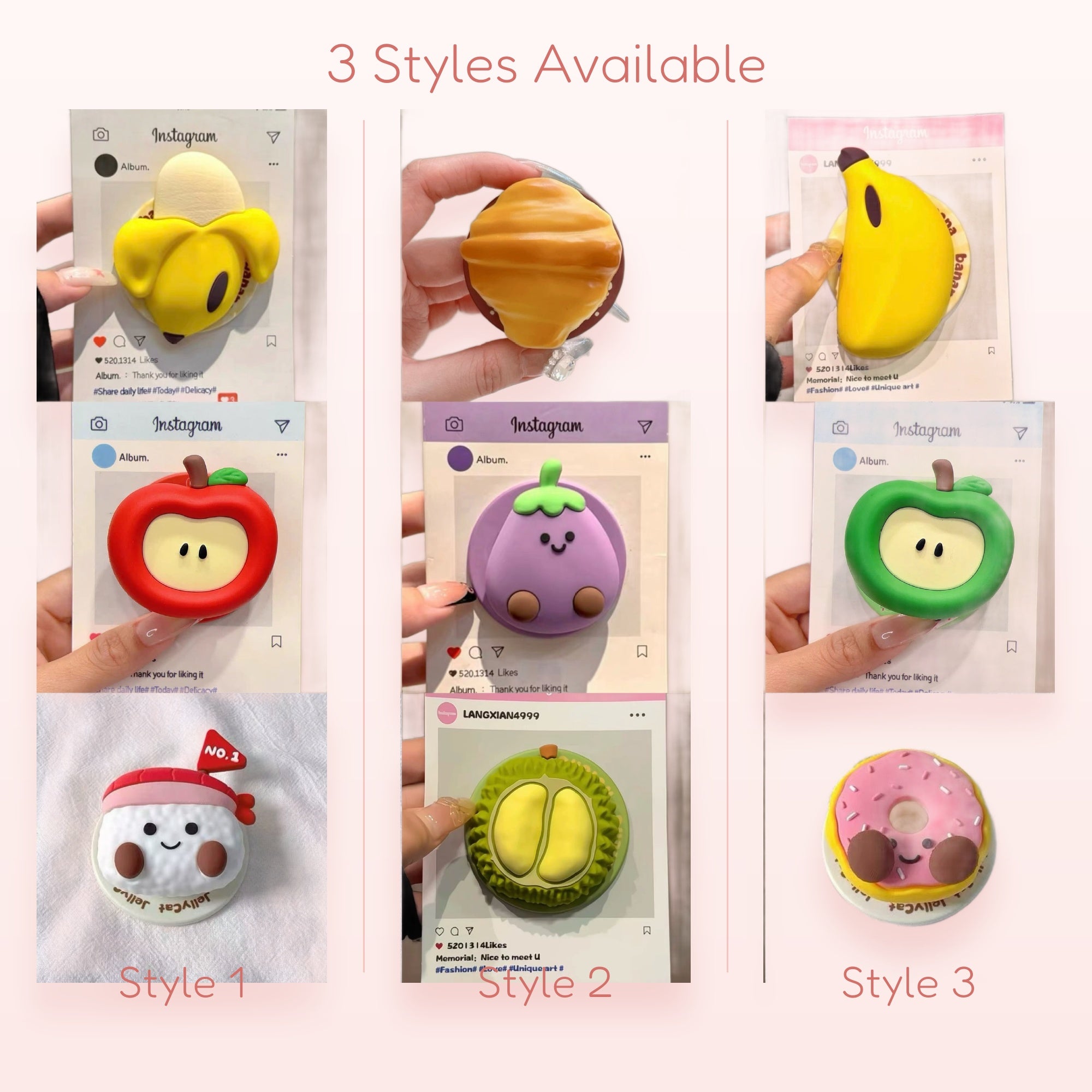 Kawaii Fruit & Food Silicone Phone Grip | Cute Pop Socket Stand for iPhone