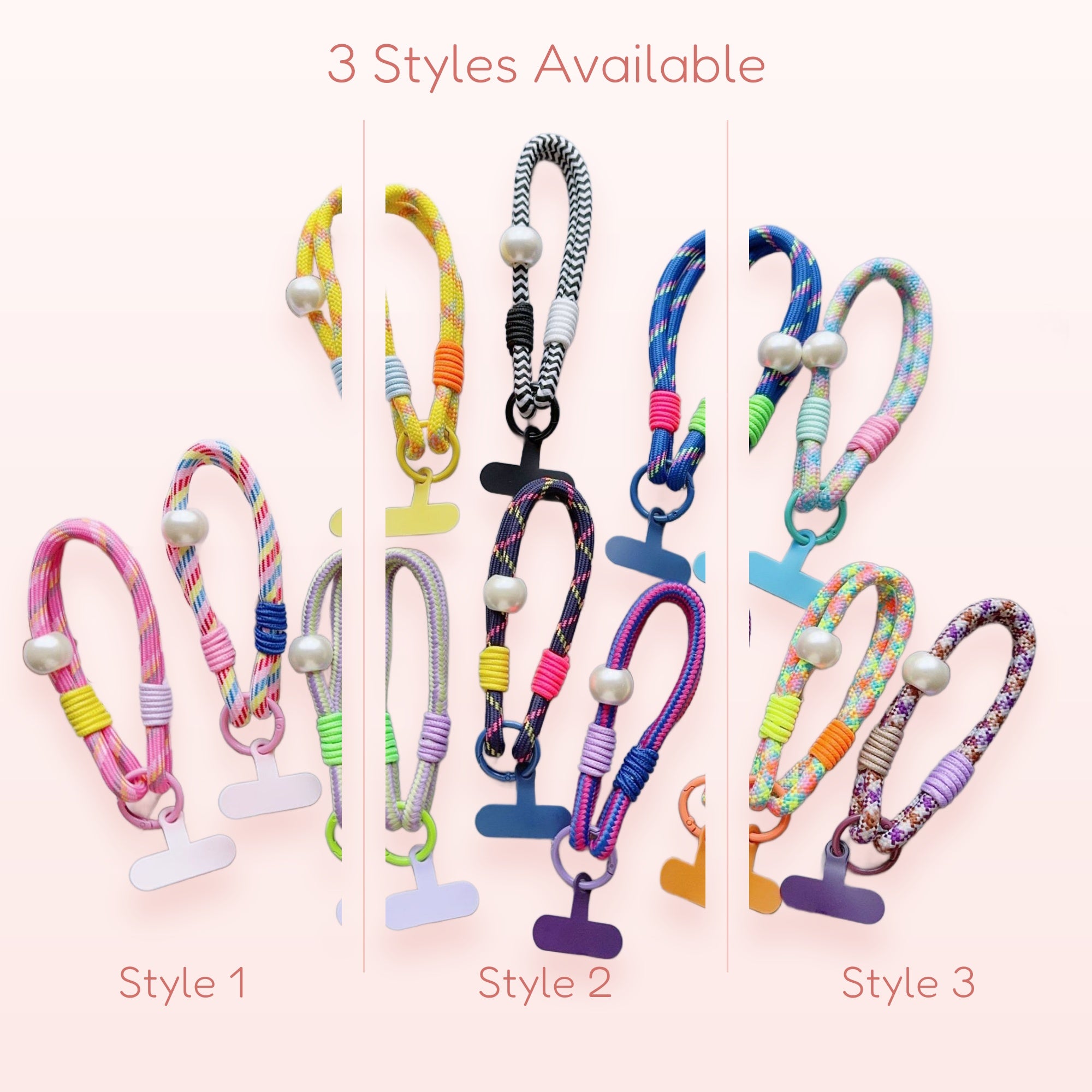 SIMPLYBUBBI — Pearl Beaded Braided Phone Lanyard | Colorful Rope Wristlet Strap