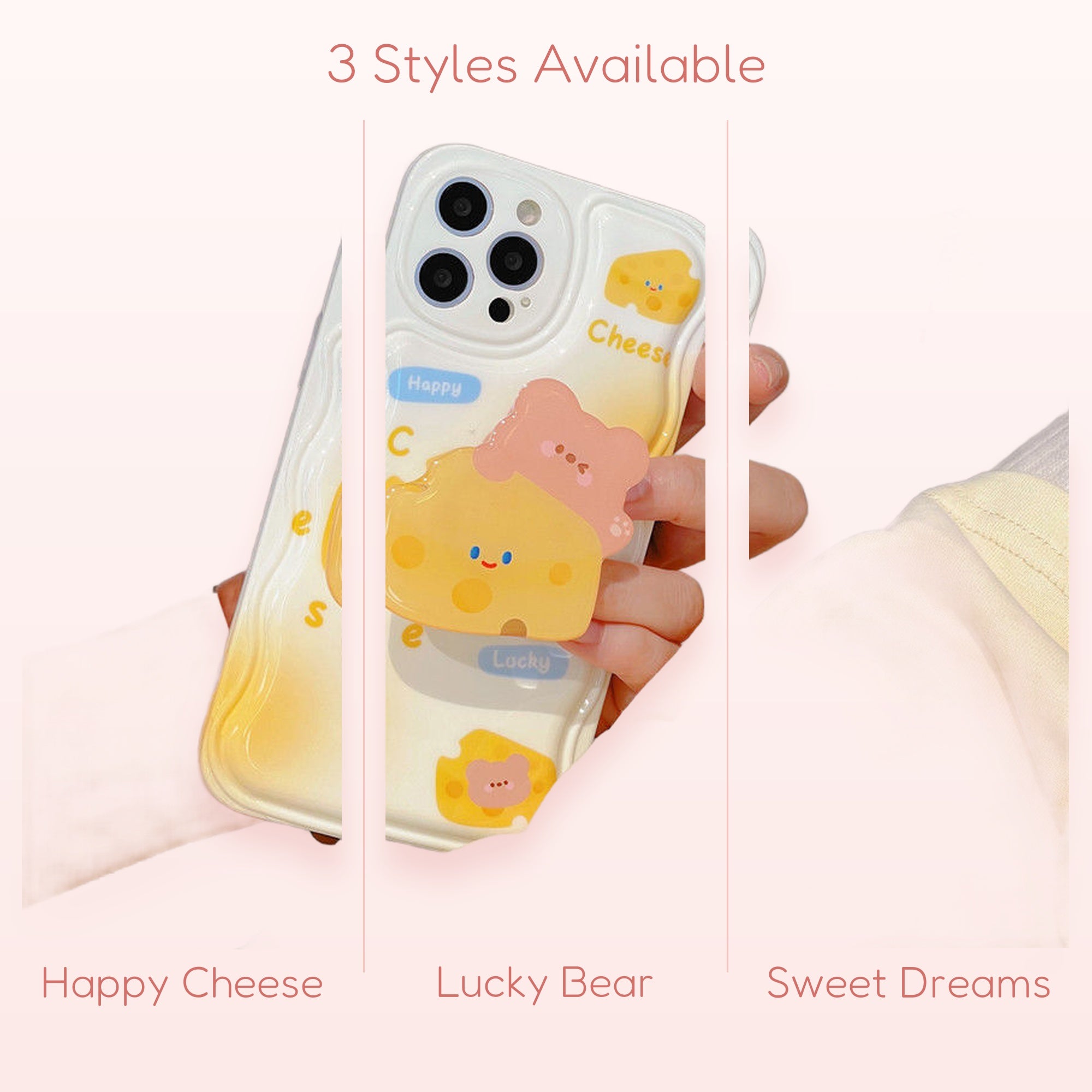 Kawaii Cheese Bear Phone Grip | Cute Pop Socket Stand | Aesthetic Phone Accessory | Gift for Her | Trendy Phone Holder