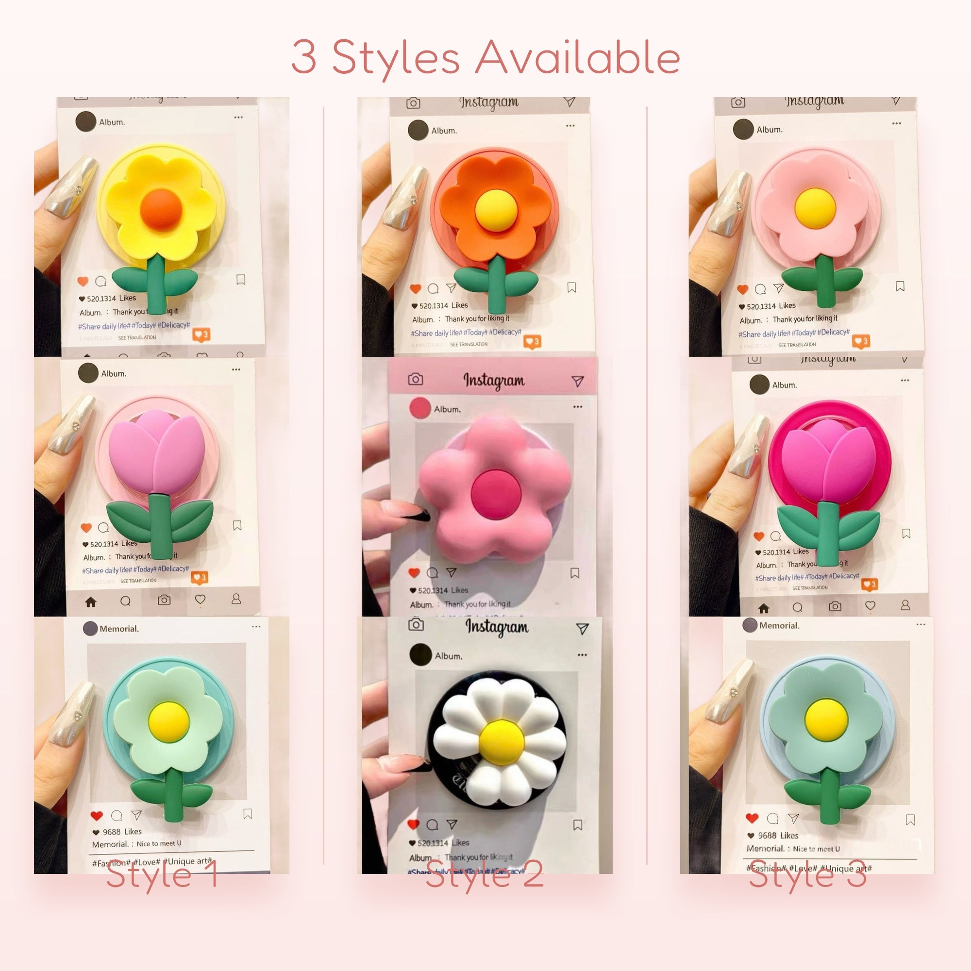 Kawaii Flower Phone Grip | Cute Floral Pop Socket Stand