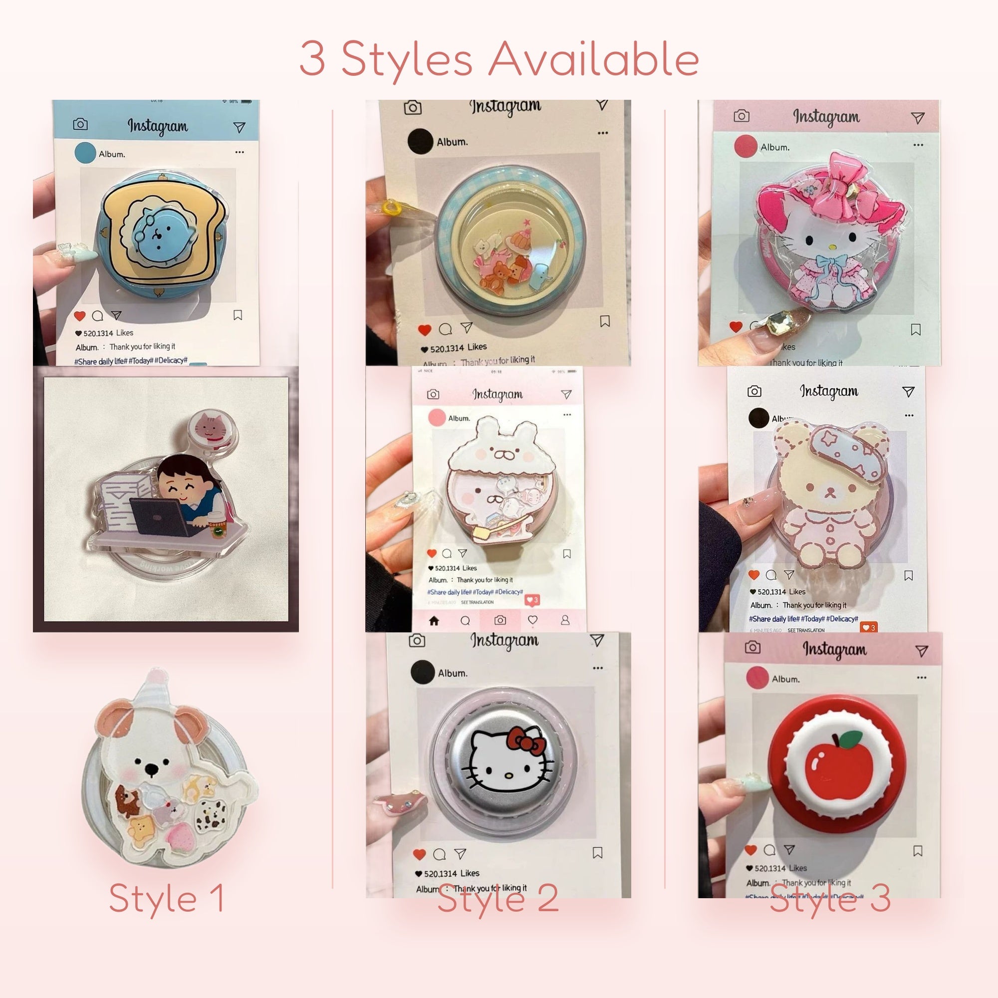 SIMPLYBUBBI — Cute Cartoon Art Phone Grip Collection | Acrylic Pop Socket Stand