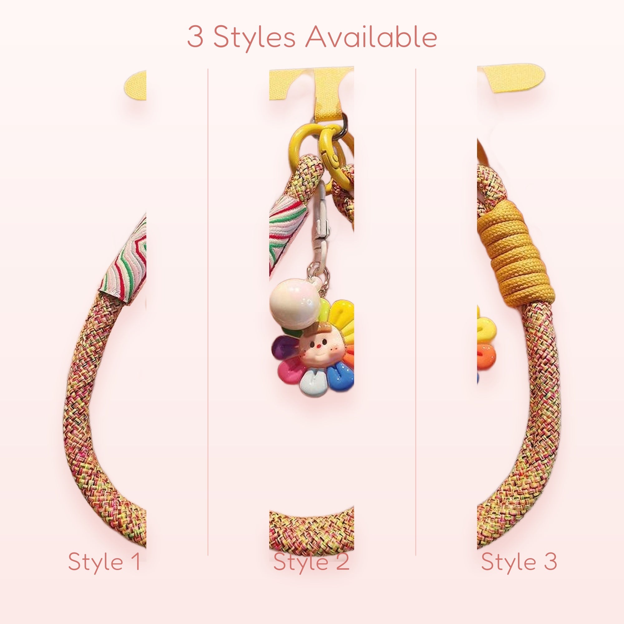 Colorful Braided Rope Phone Charm | Kawaii Flower Face Wrist Lanyard