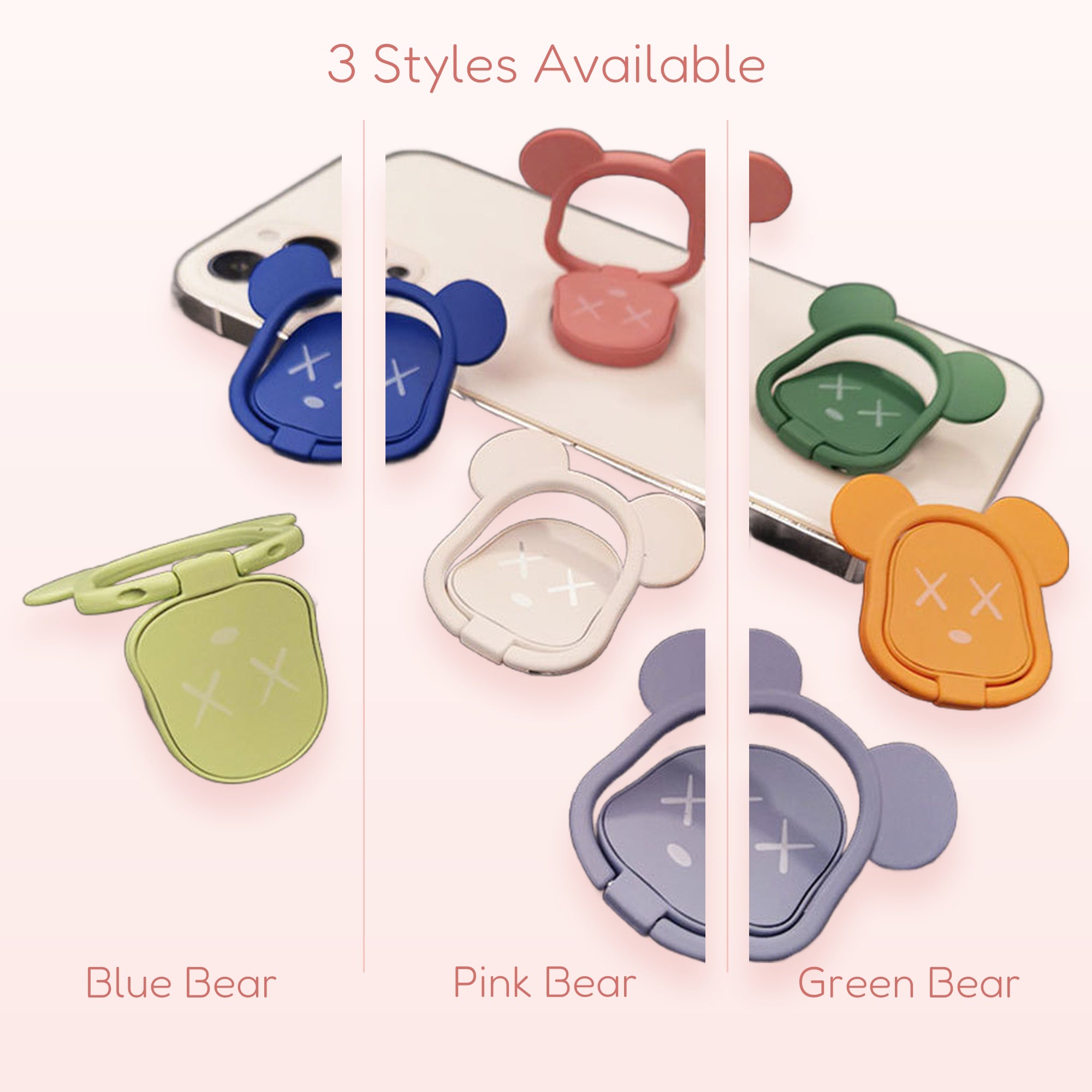 Kawaii Bear Phone Ring Holder | Cute Cartoon Finger Grip Stand | Aesthetic Phone Accessory | Gift for Her