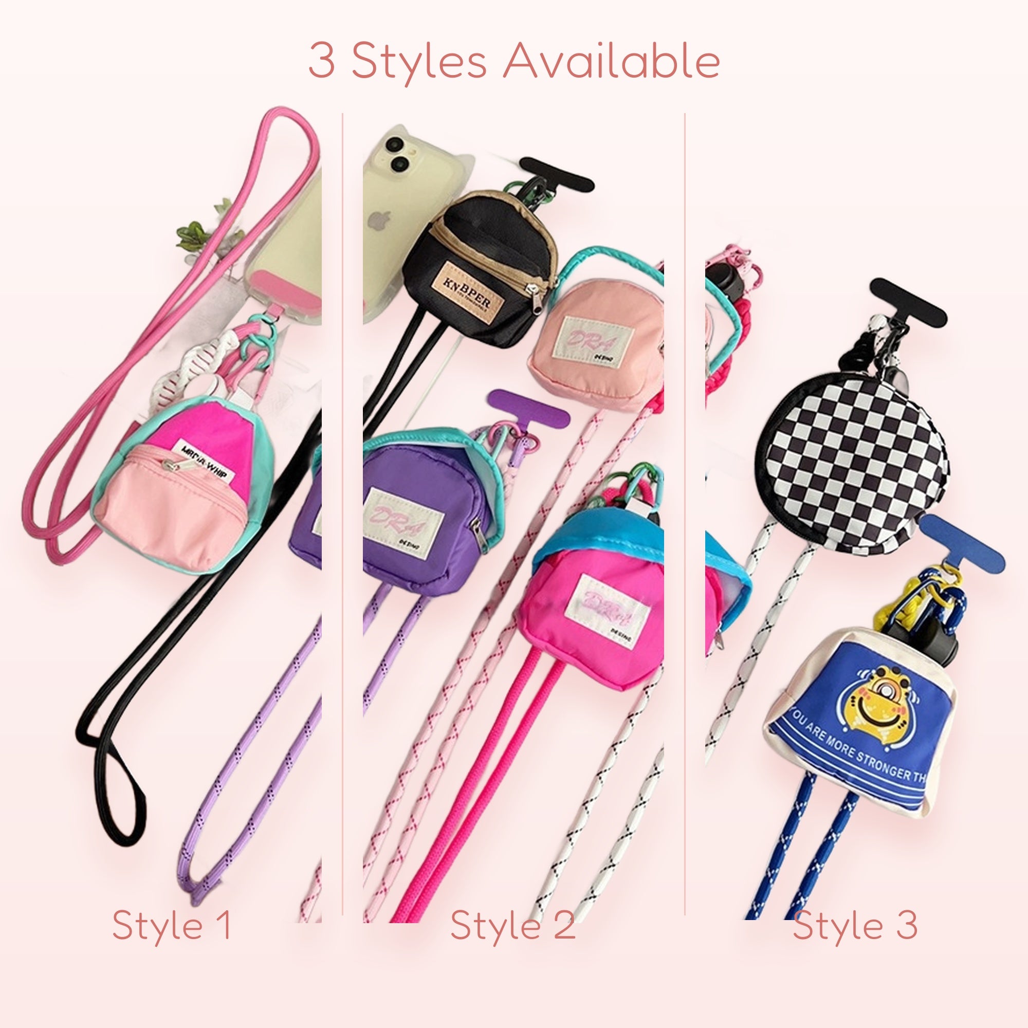 SIMPLYBUBBI — Mini Backpack & Checkered Pouch Lanyard | Cute Phone Strap