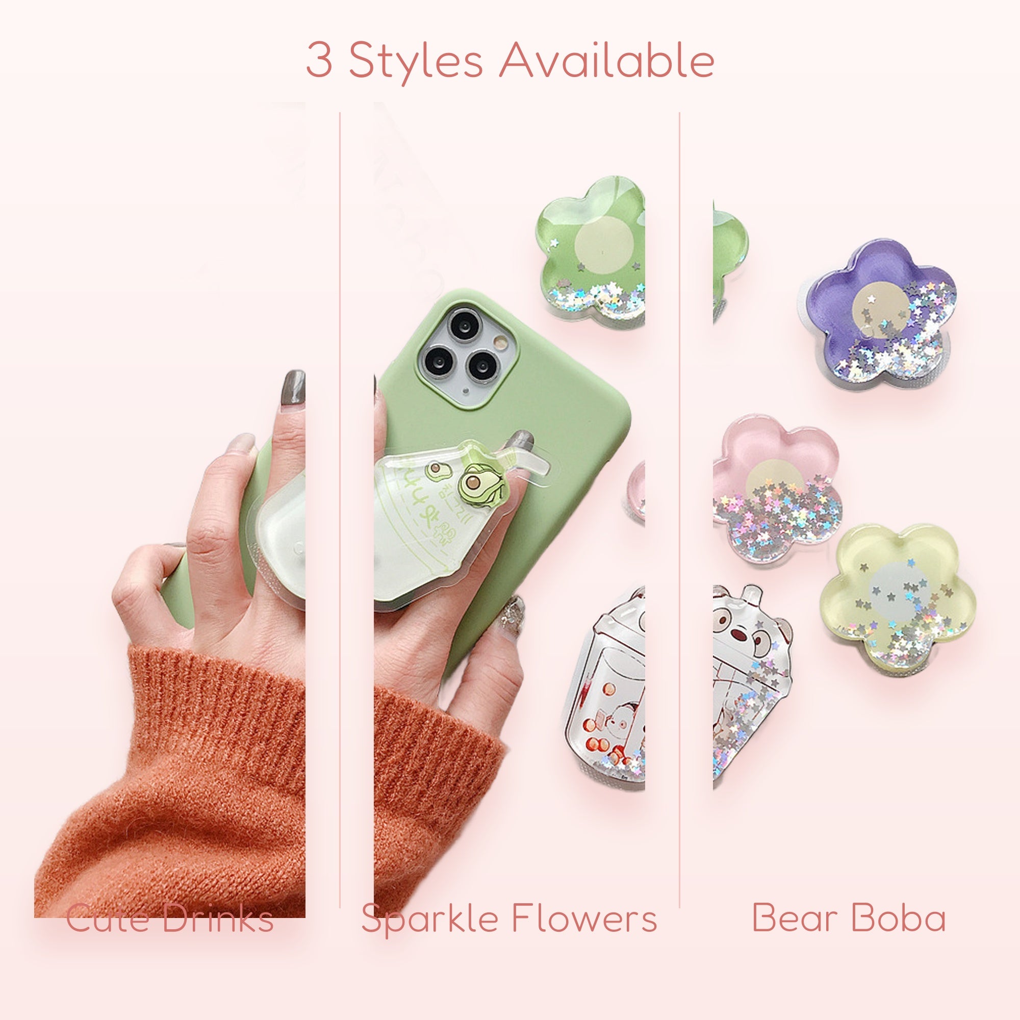 Kawaii Glitter Phone Grip Stand | Cute Pop Socket Holder | Y2K Aesthetic | Gift for Her | Trendy Phone Accessory