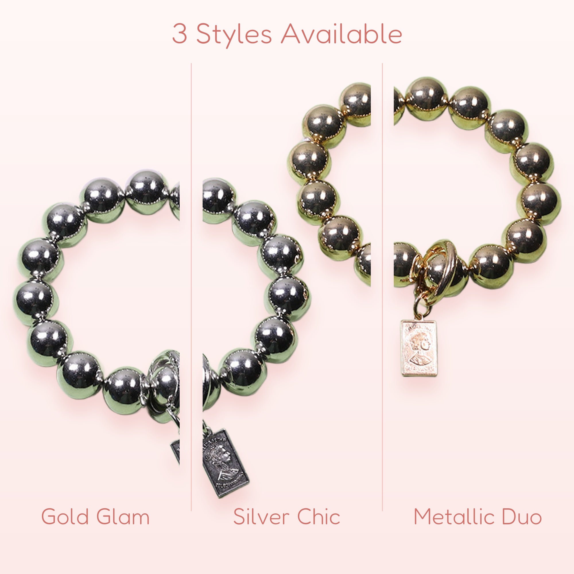 Chunky Metallic Bead Phone Charm Strap | Gold & Silver Lanyard
