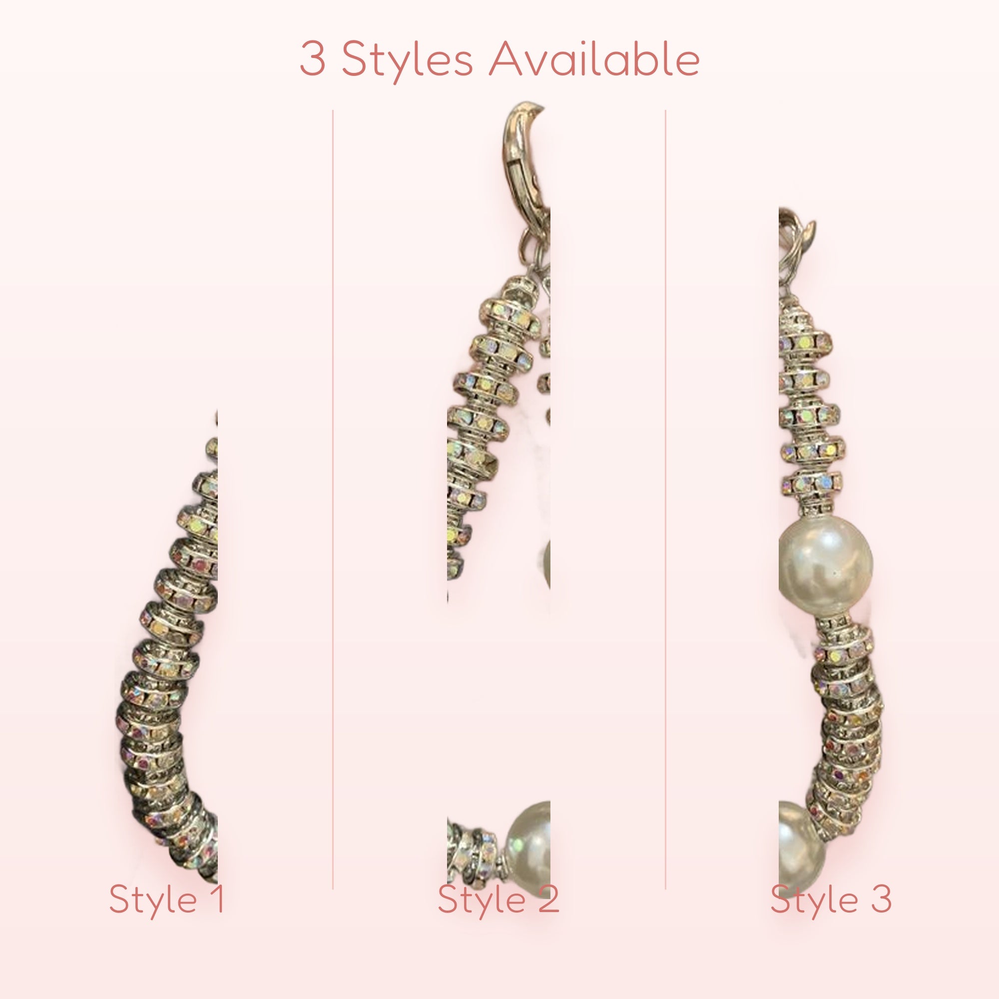 SIMPLYBUBBI — Shimmering Silver & Pearl Phone Wristlet | Rhinestone Bead Lanyard