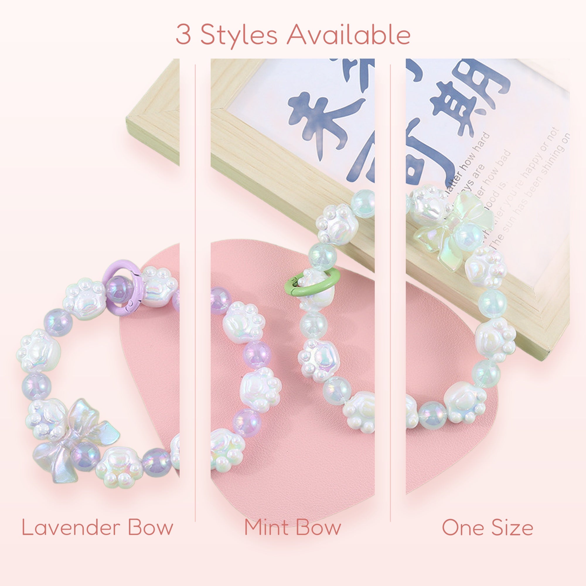 Kawaii Paw Print Phone Charm Strap | Pastel Beaded Wrist Lanyard