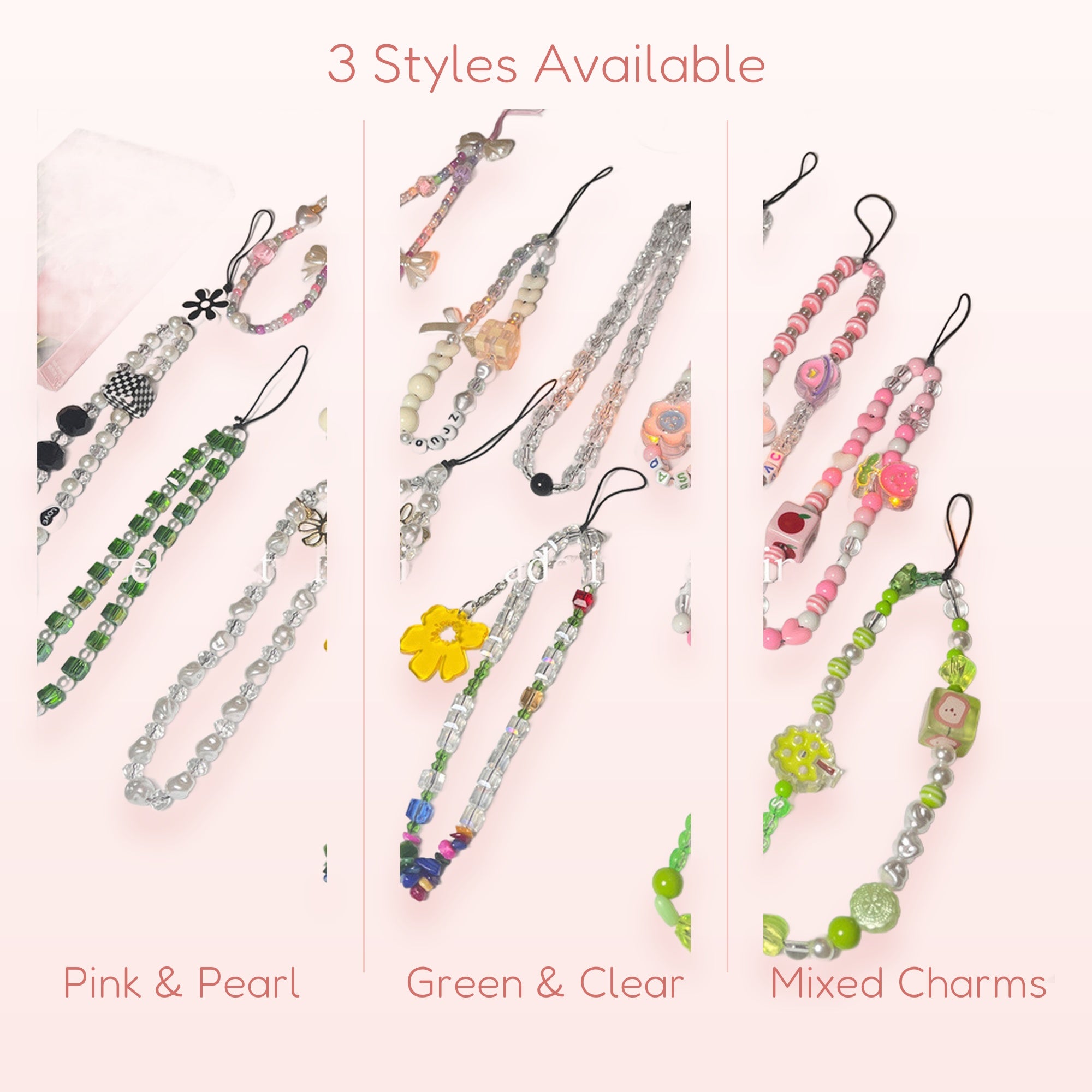 Kawaii Beaded Phone Charm Strap | Cute Wrist Lanyard Accessory