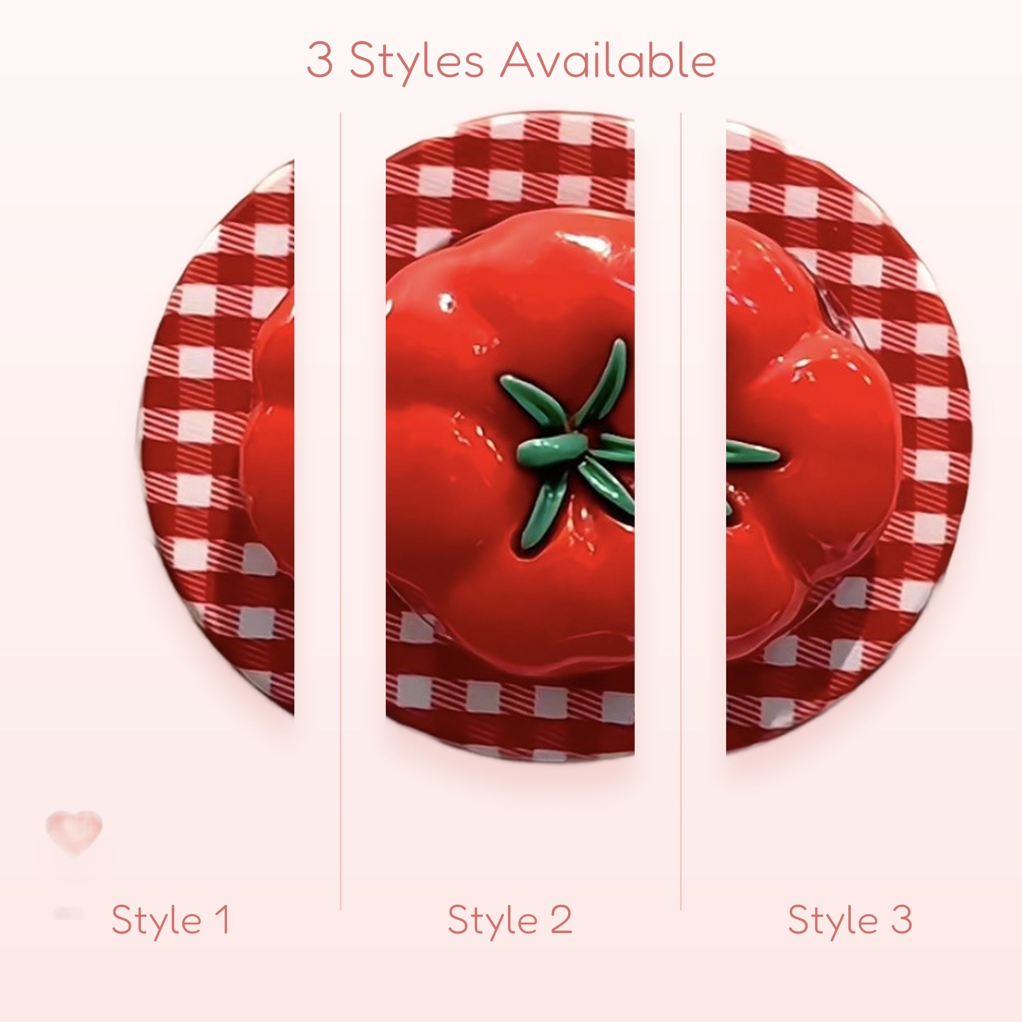 Red Tomato Gingham Phone Grip | Cute Foodie Pop Socket Stand