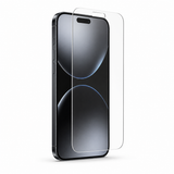 Clear tempered-glass screen protector precisely aligned over an iPhone display