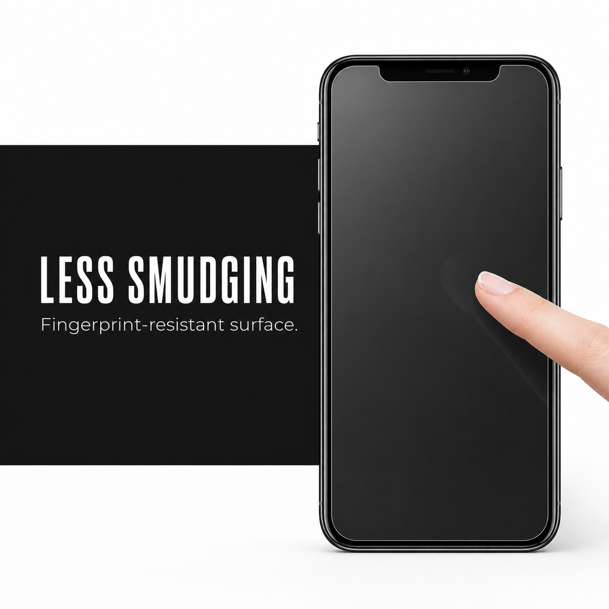 Fingerprint-resistant screen protector surface designed for less visible smudging
