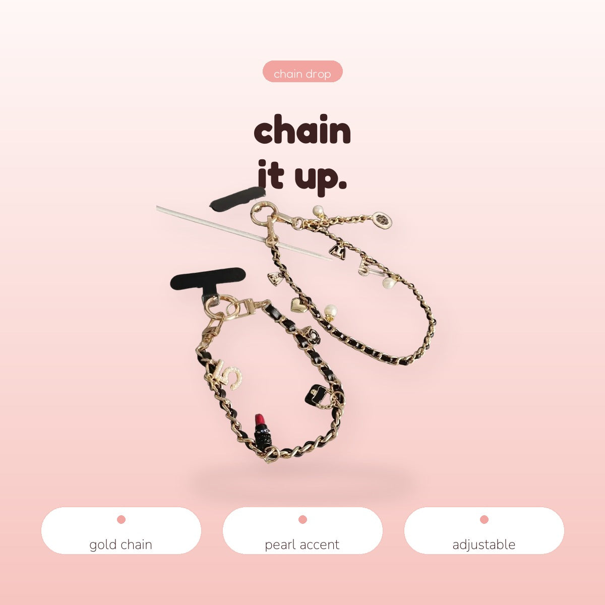 SIMPLYBUBBI Pearl Gold Chain Phone Strap - Image 3