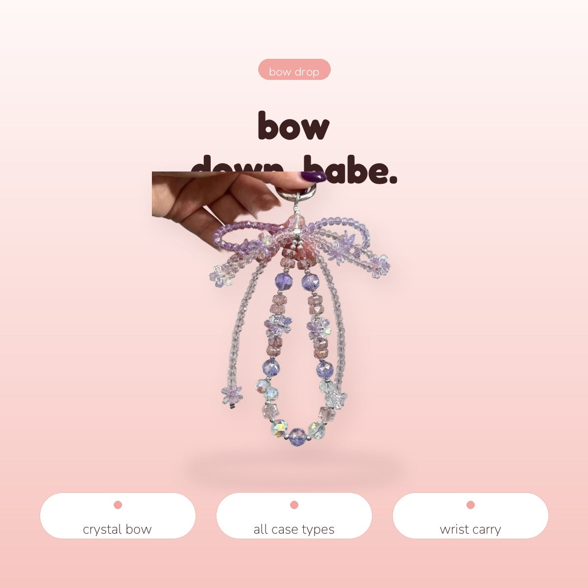 SIMPLYBUBBI Purple Bow Crystal Wrist Chain - Image 3
