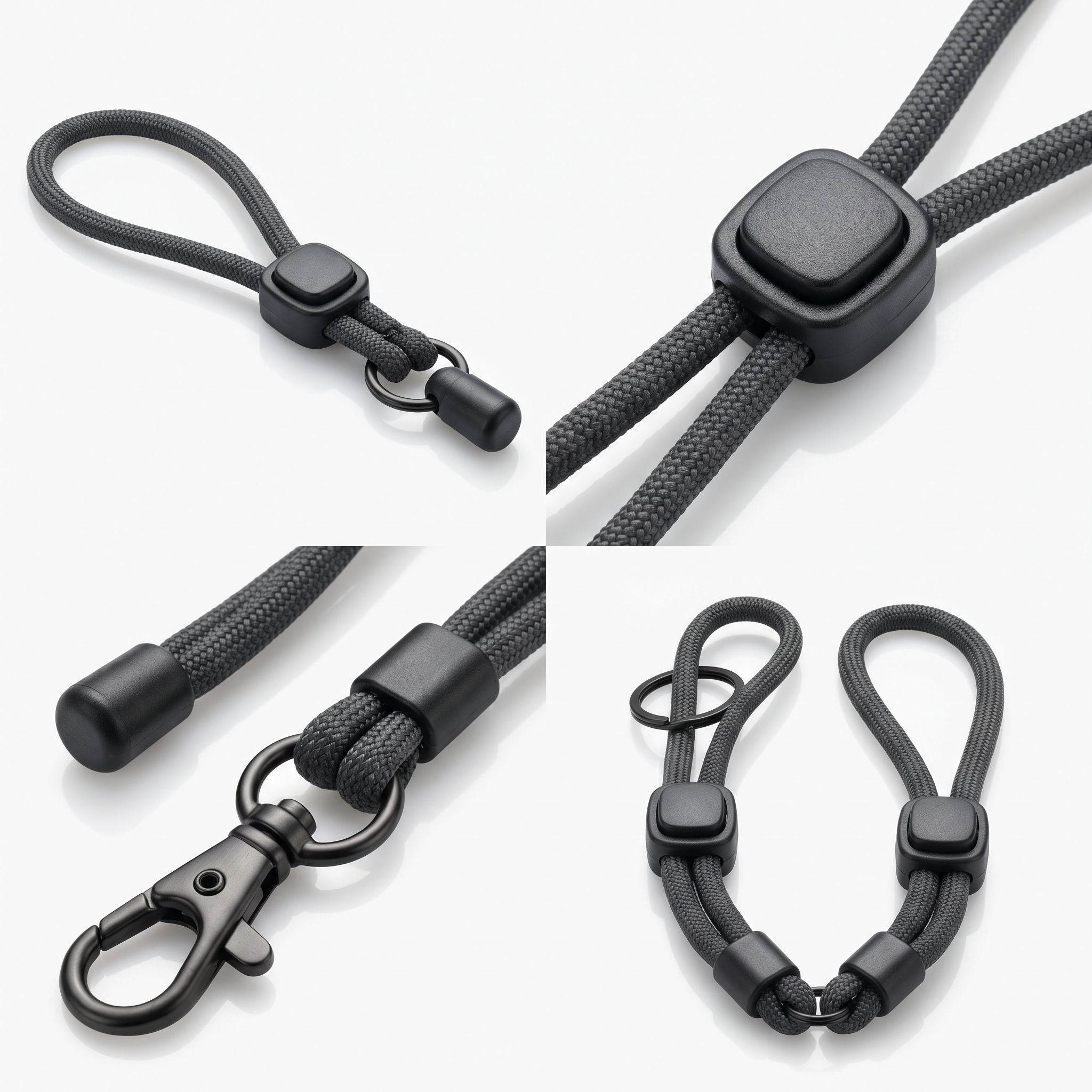 Survival Paracord Wrist Lanyard — Charcoal — Detail