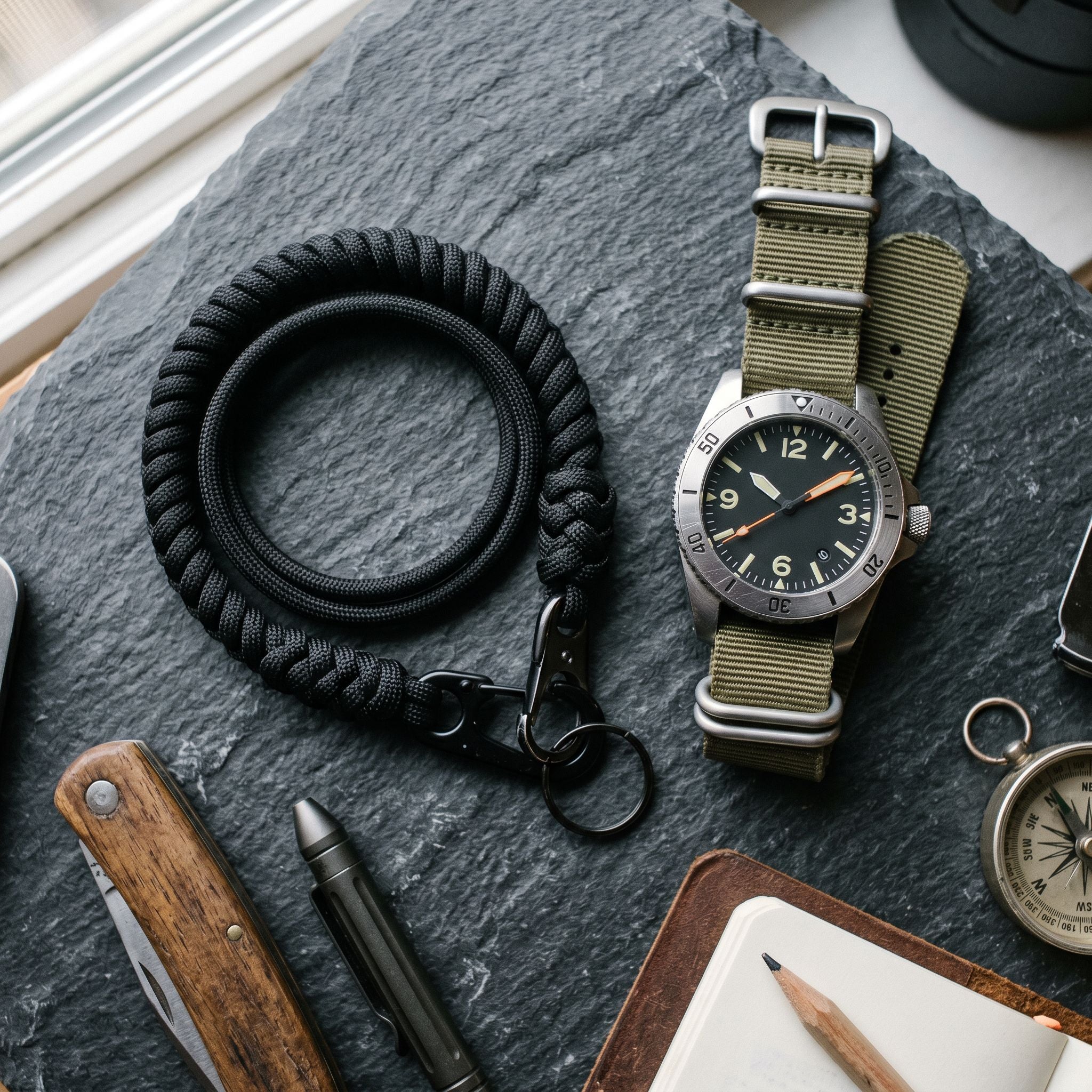 550 Paracord Wrist Lanyard — Black — Lifestyle