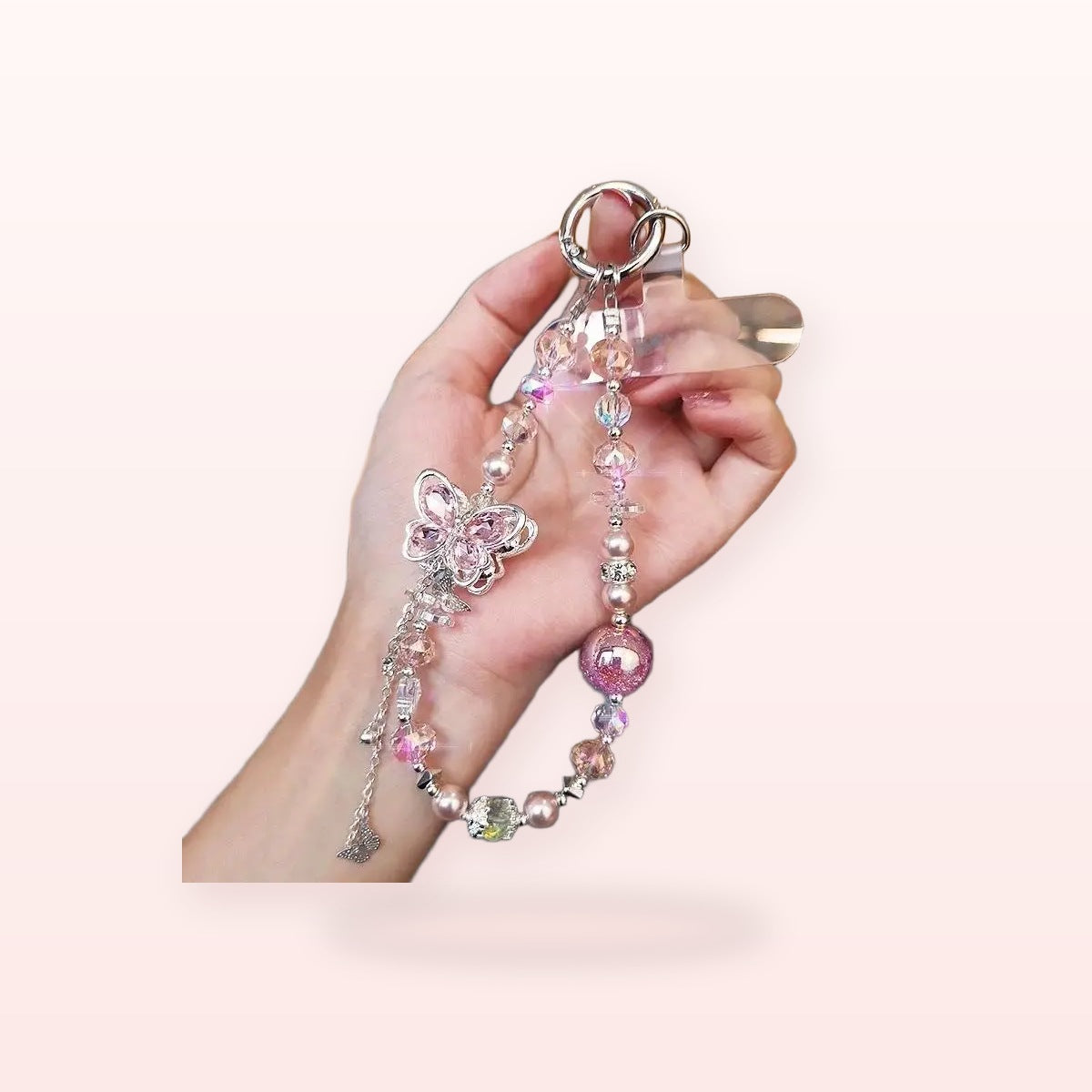 SIMPLYBUBBI Pink Crystal Butterfly Chain - Image 1