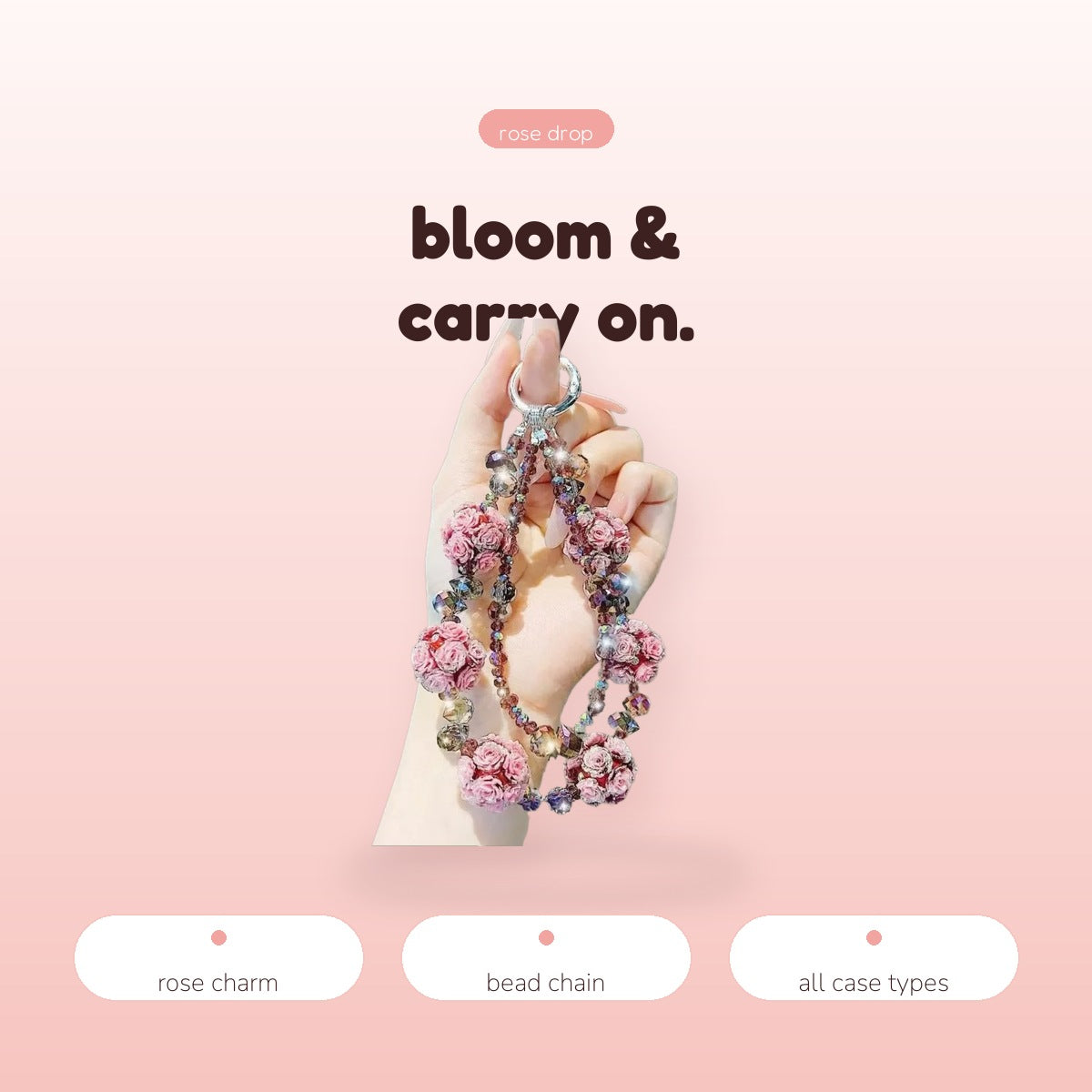 SIMPLYBUBBI Rose Flower Wrist Phone Chain - Image 3