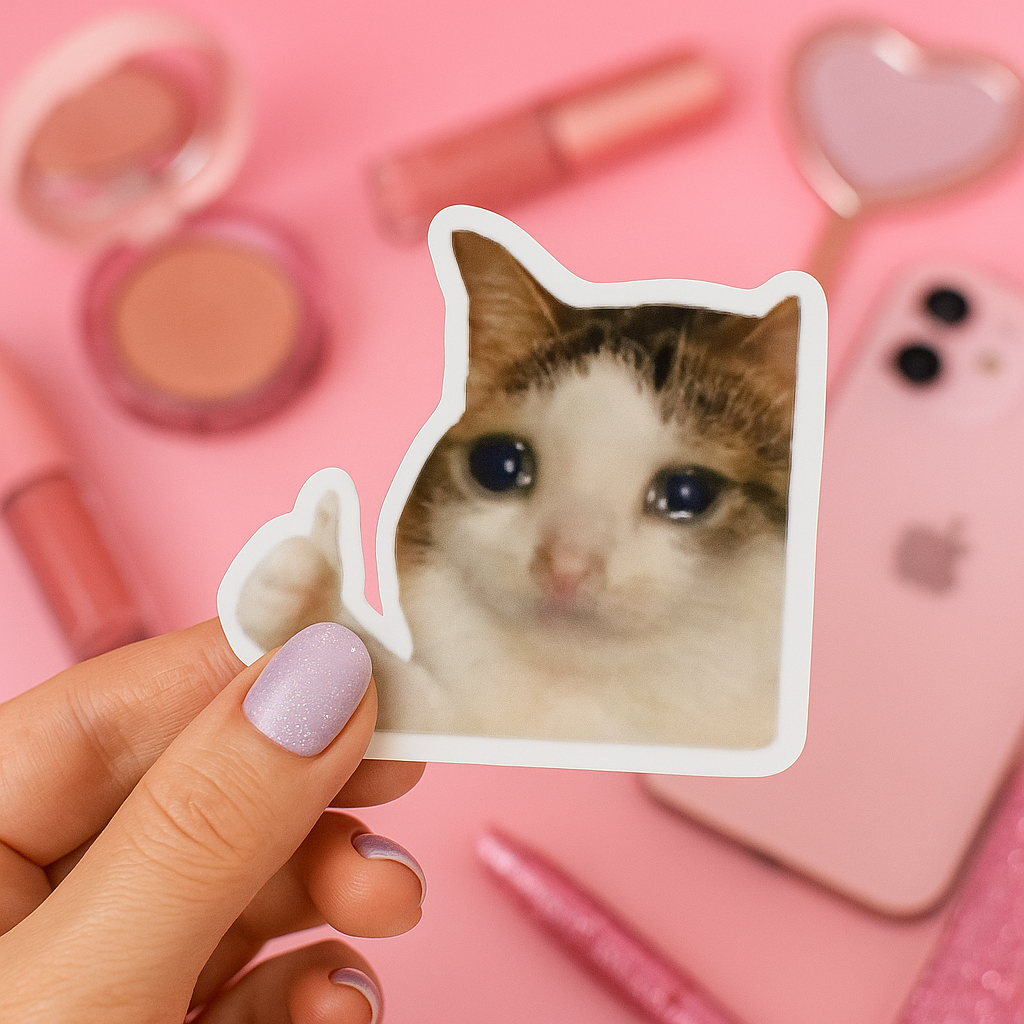 CAT CRYING THUMBS UP