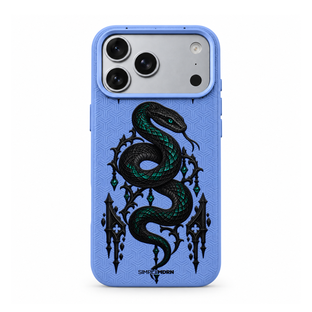 THORNCOIL LeatherX case in Periwinkle, representative iPhone Pro-style template, view 1