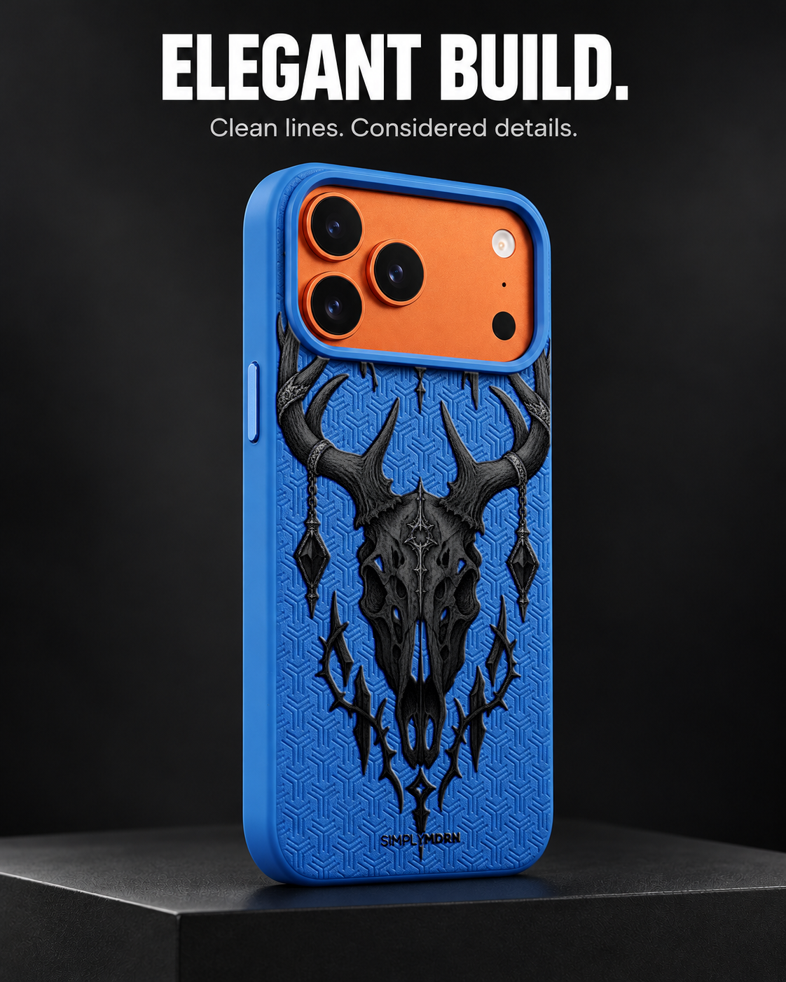 ASHEN VIGIL LeatherX case in Blue, representative iPhone Pro-style template, view 4