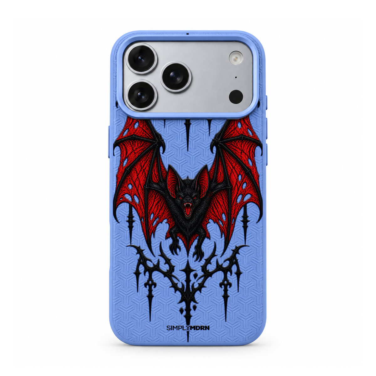 DUSK REVENANT LeatherX case in Periwinkle, representative iPhone Pro-style template, view 1