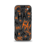 Jokester Arancio: orange scattered HA brush lettering on the black Slim case, view 1