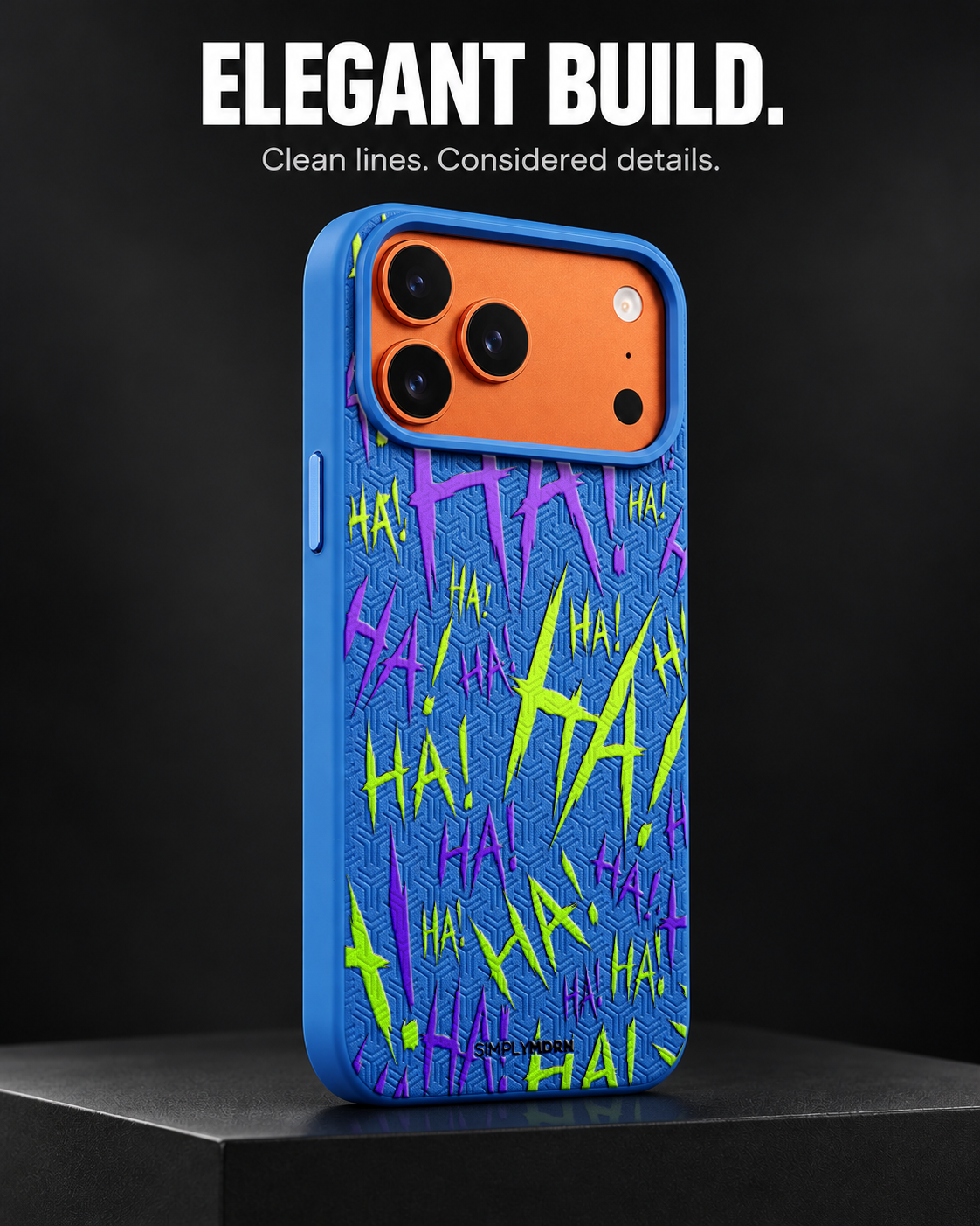 JOKESTER CHARTREUSE LeatherX case in Blue, representative iPhone Pro-style template, view 4