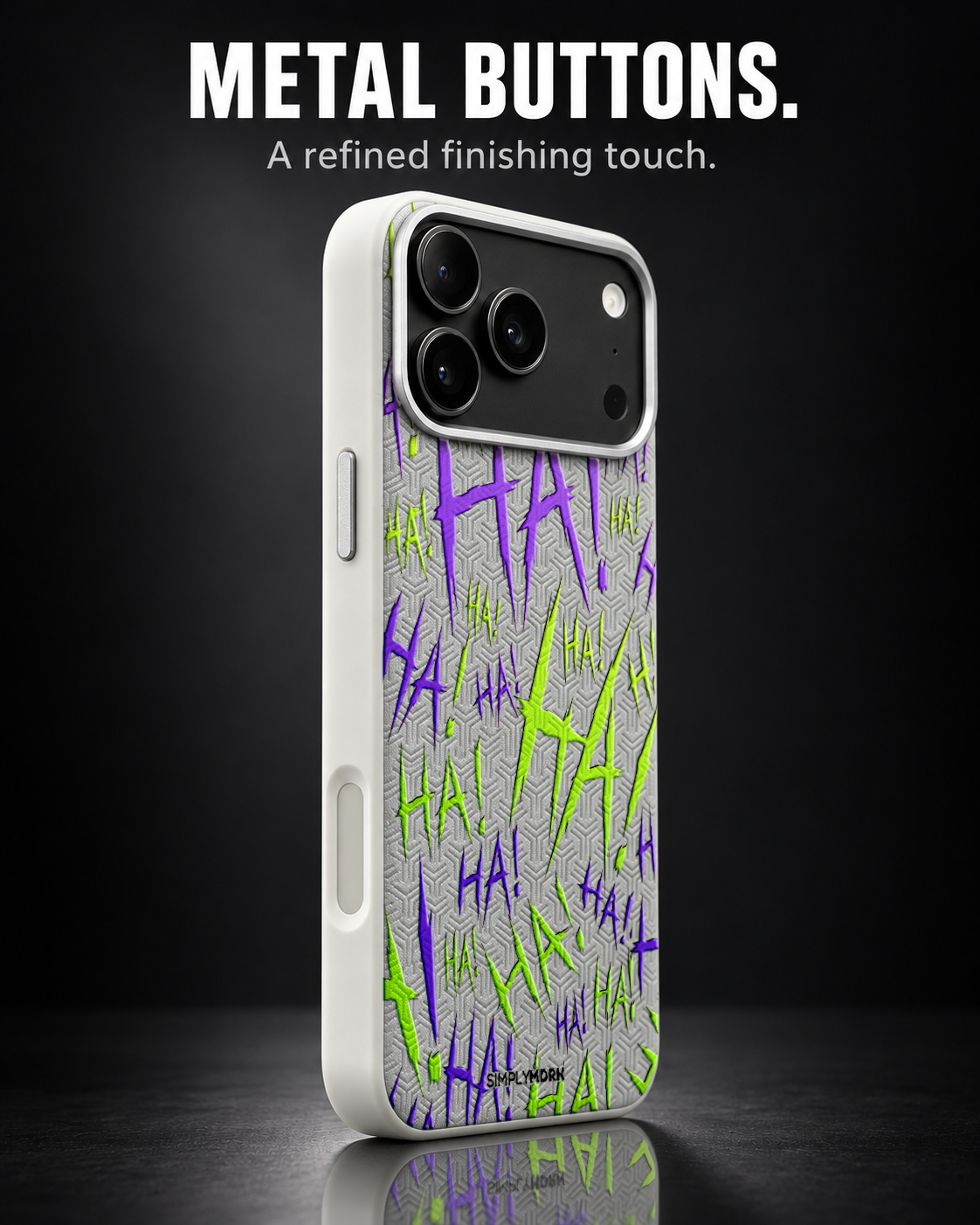 JOKESTER CHARTREUSE LeatherX case in Light Gray, representative iPhone Pro-style template, view 2