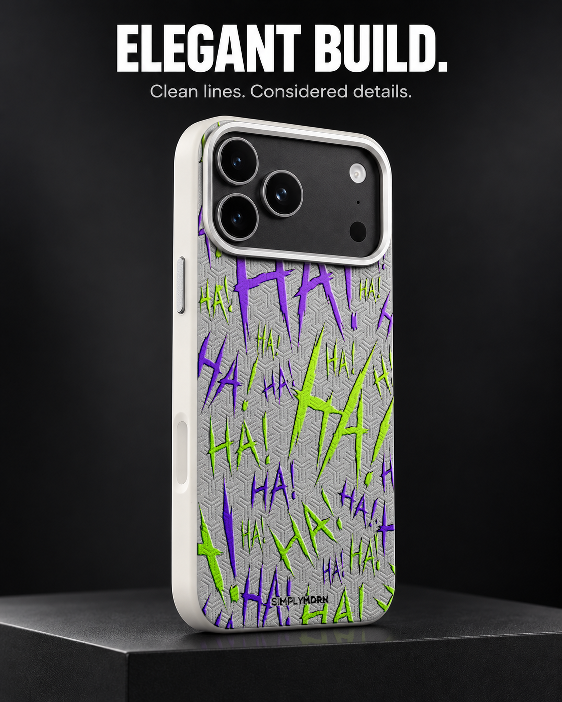 JOKESTER CHARTREUSE LeatherX case in Light Gray, representative iPhone Pro-style template, view 4