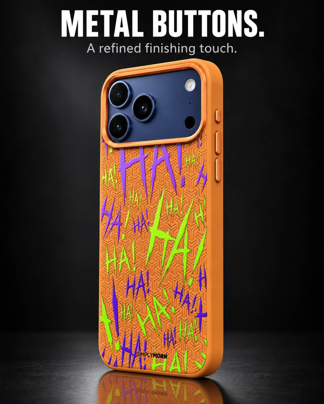 JOKESTER CHARTREUSE LeatherX case in Orange, representative iPhone Pro-style template, view 2