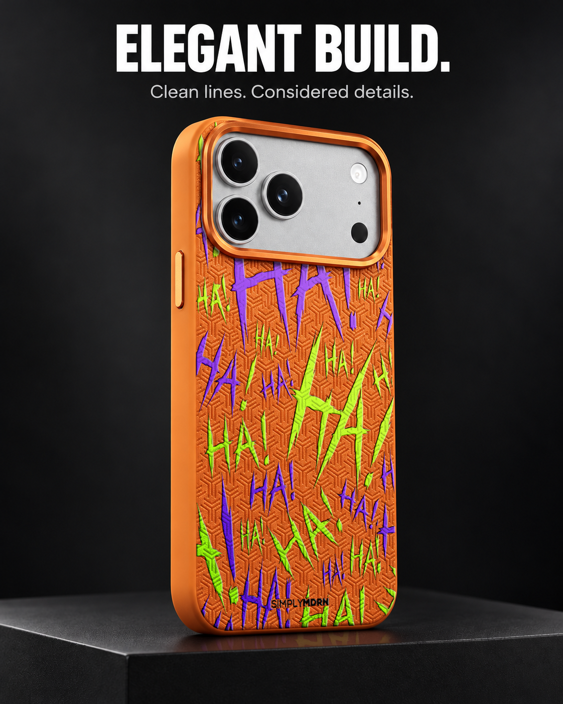 JOKESTER CHARTREUSE LeatherX case in Orange, representative iPhone Pro-style template, view 4