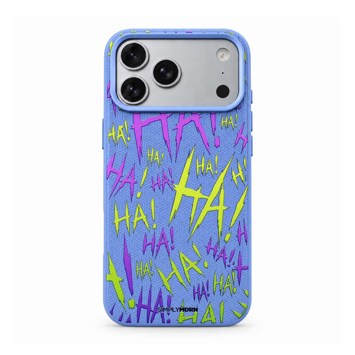 JOKESTER CHARTREUSE LeatherX case in Periwinkle, representative iPhone Pro-style template, view 1