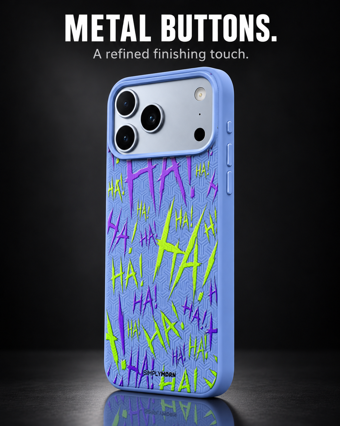 JOKESTER CHARTREUSE LeatherX case in Periwinkle, representative iPhone Pro-style template, view 2