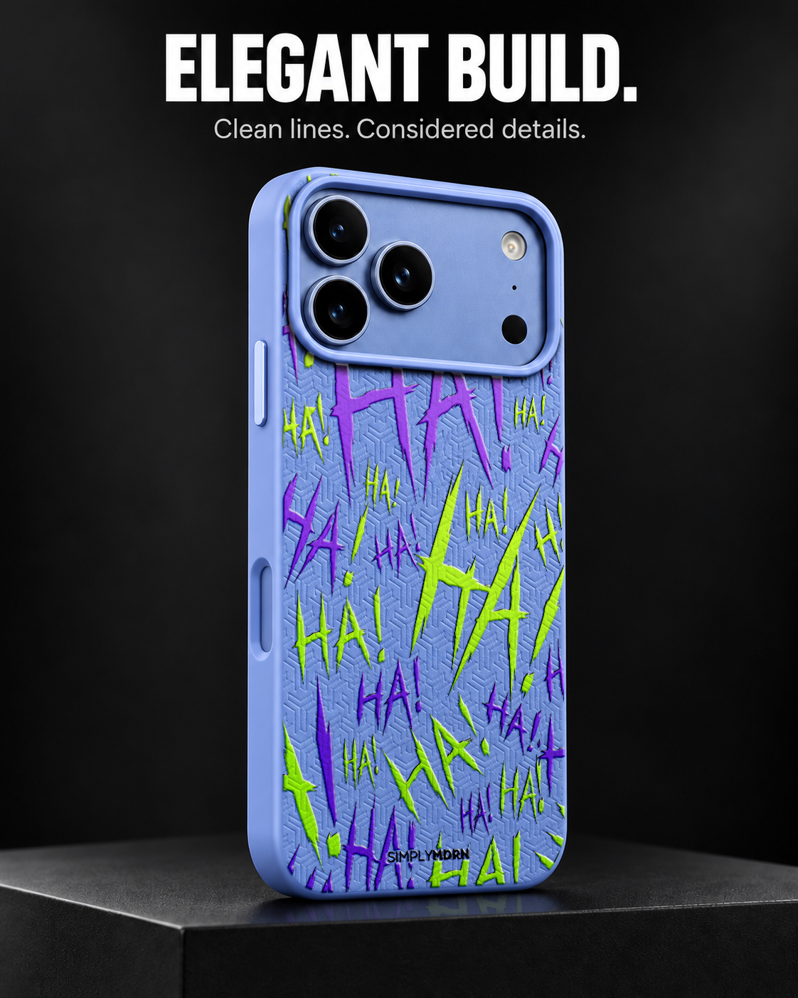 JOKESTER CHARTREUSE LeatherX case in Periwinkle, representative iPhone Pro-style template, view 4