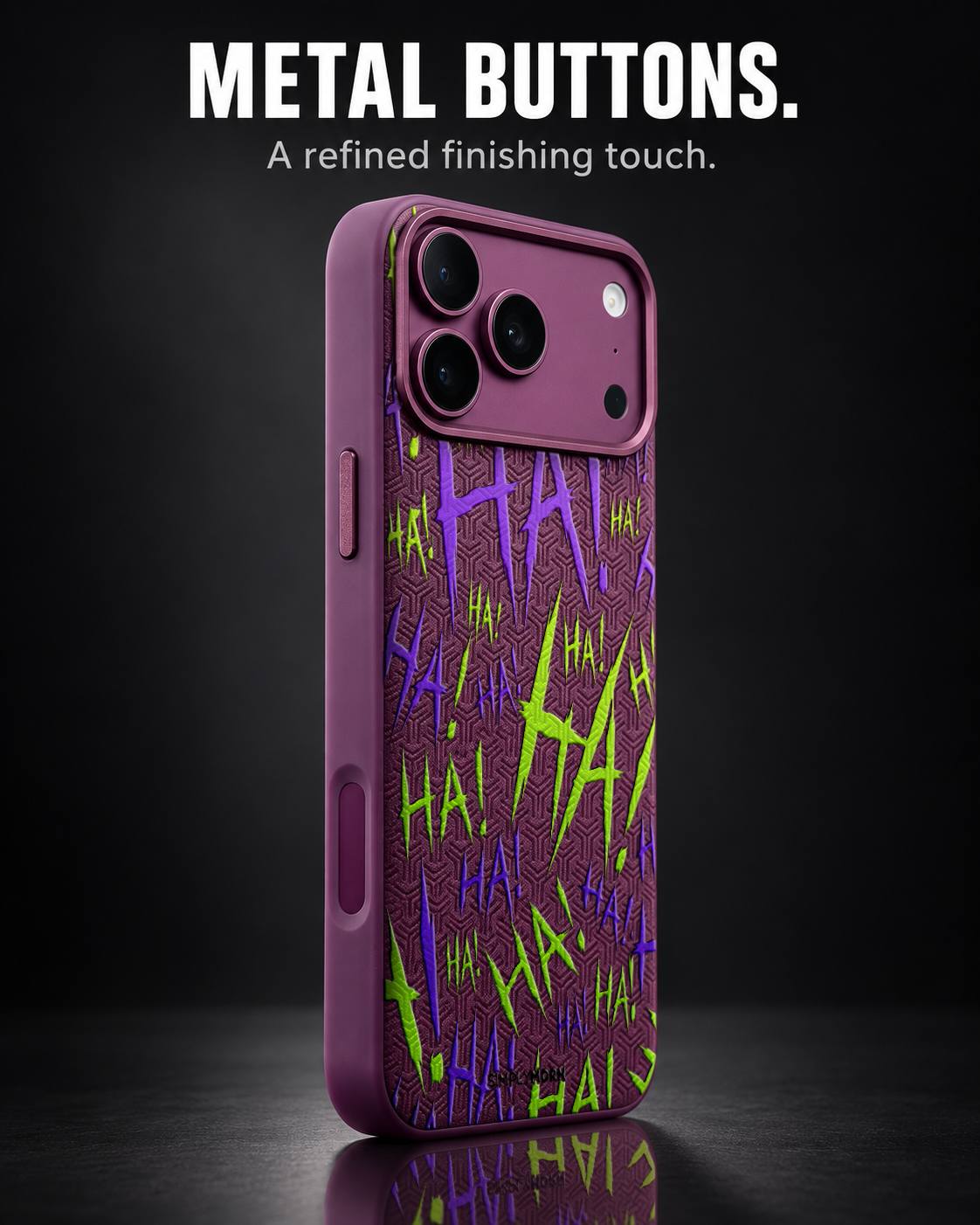 JOKESTER CHARTREUSE LeatherX case in Plum, representative iPhone Pro-style template, view 2