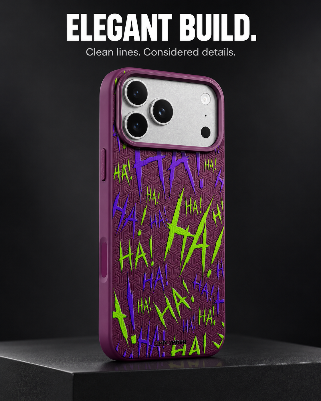 JOKESTER CHARTREUSE LeatherX case in Plum, representative iPhone Pro-style template, view 4